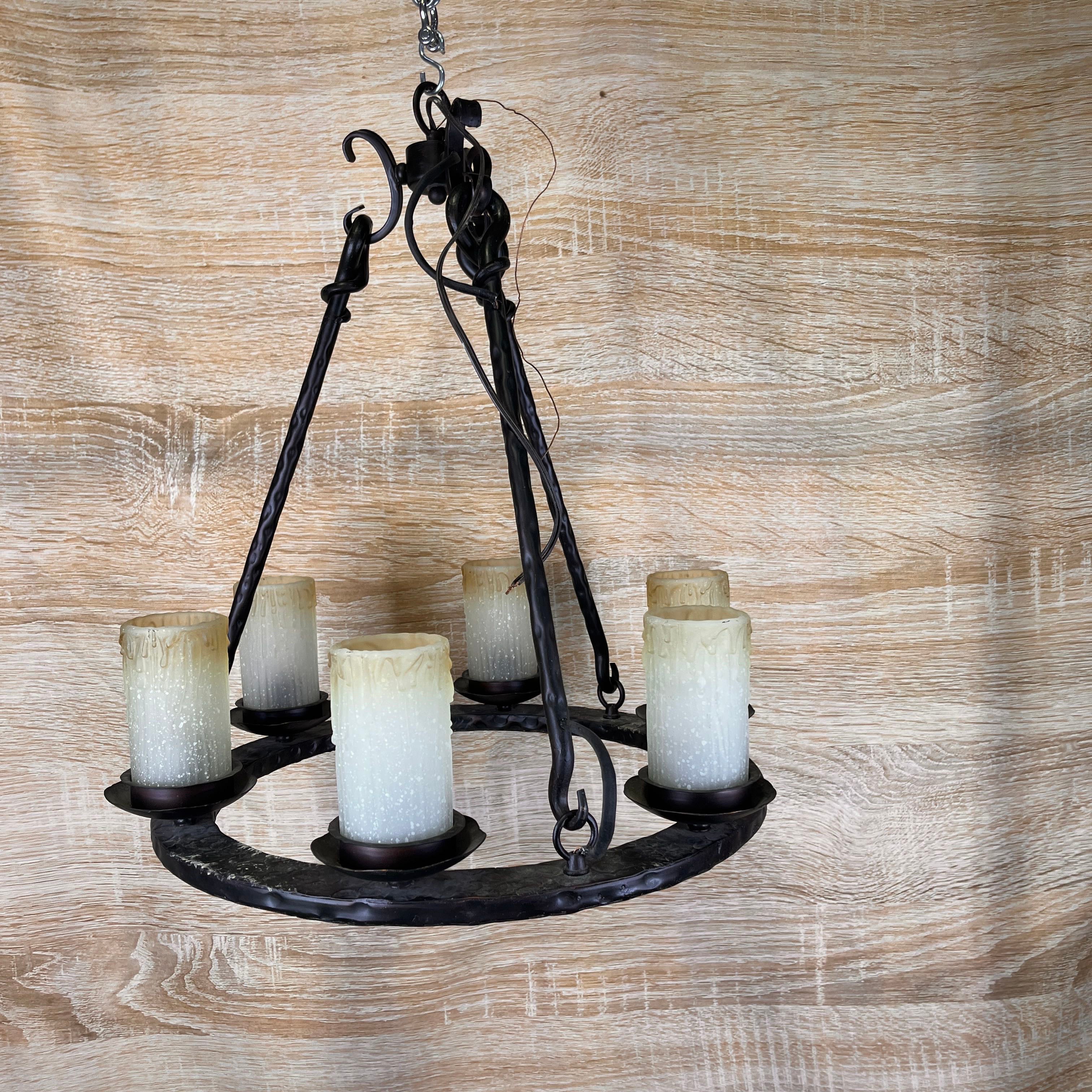 Rowan 6-Light Oil Rubbed Bronze and Glass Candle Style Chandelier