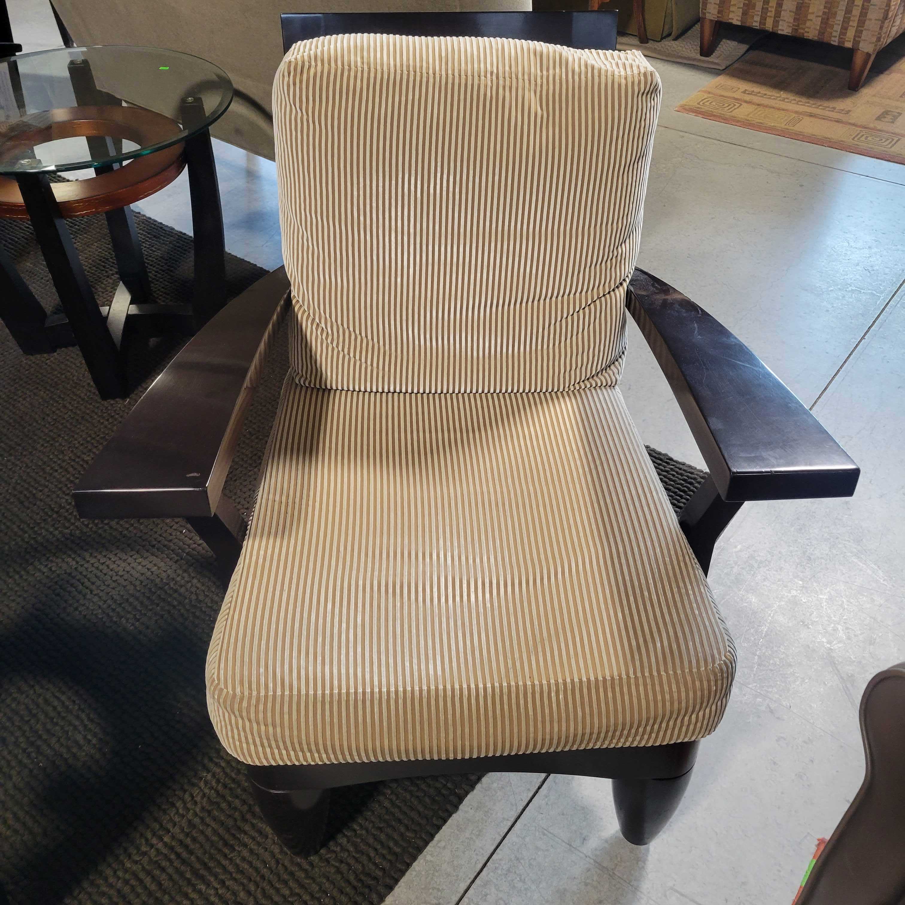 Berman Rosetti Golden Raised Stripe Espresso Finish Carved Wood Chair