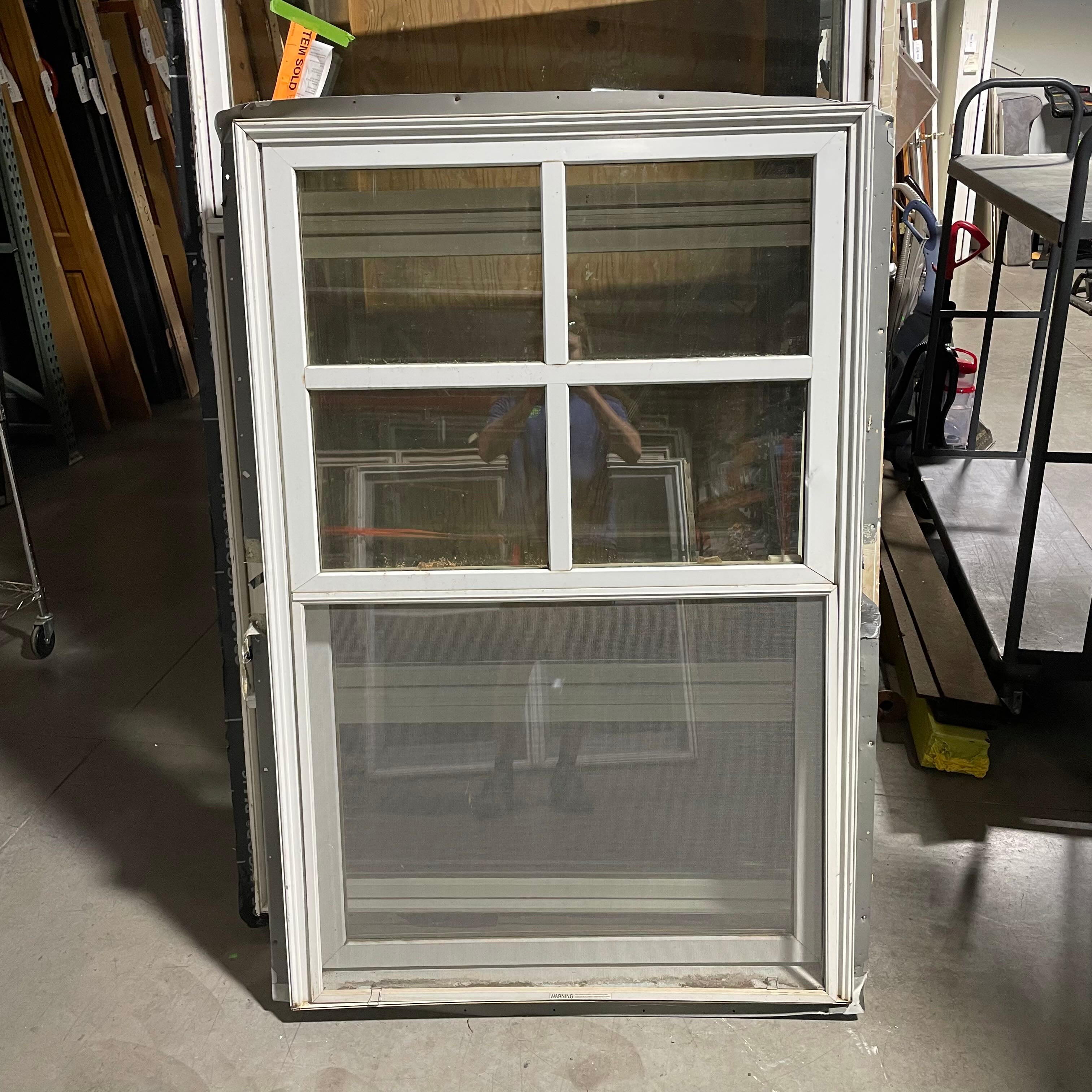 40.5"x 61.75"x 7.5" White Metal Clad Colonial Style Double Hung Exterior Window