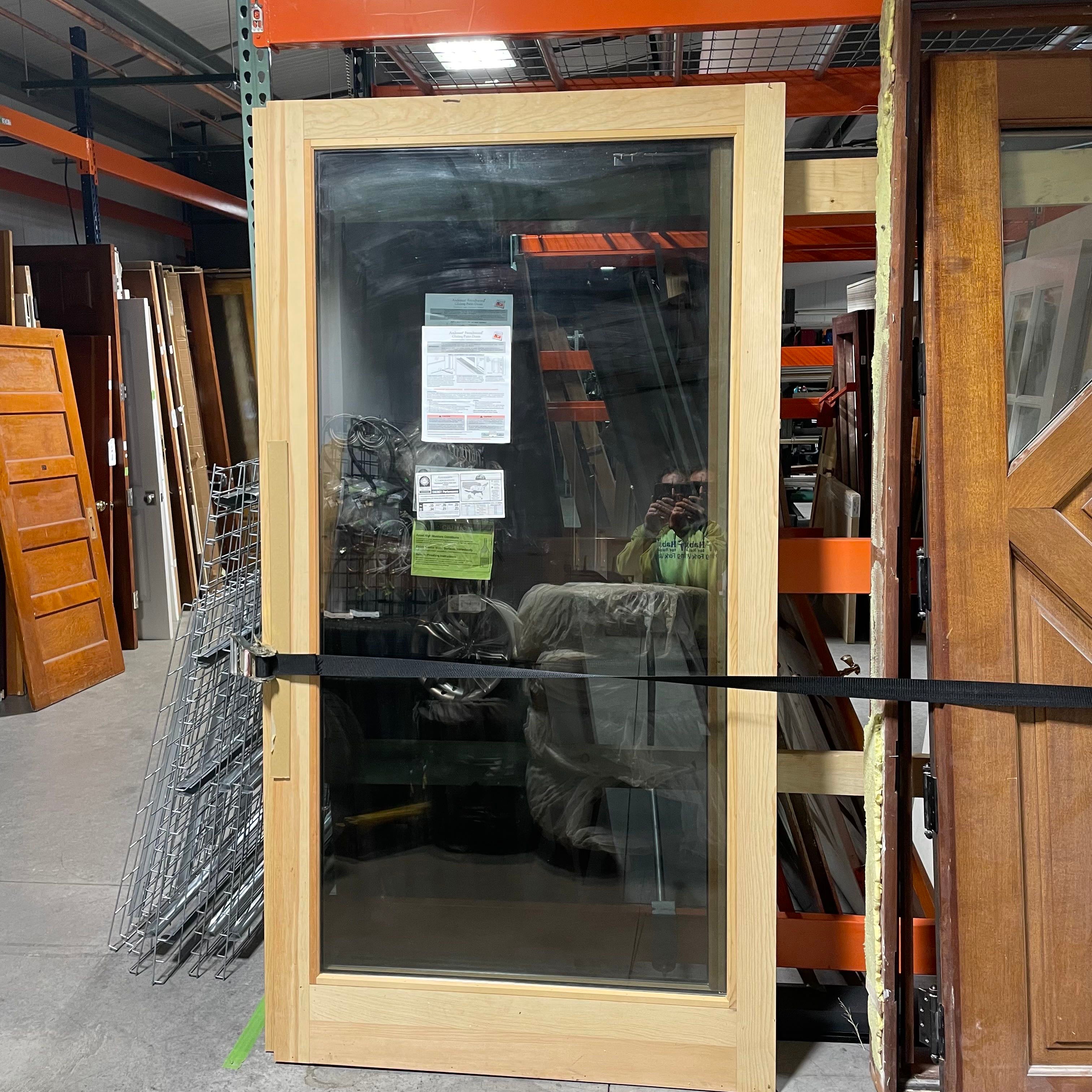 48"x 92.25"x 1.75" Sandstone Vinyl Clad And Wood Anderson Frenchwood Gliding w/ High Performance Sun Low-E Glazing Patio Door