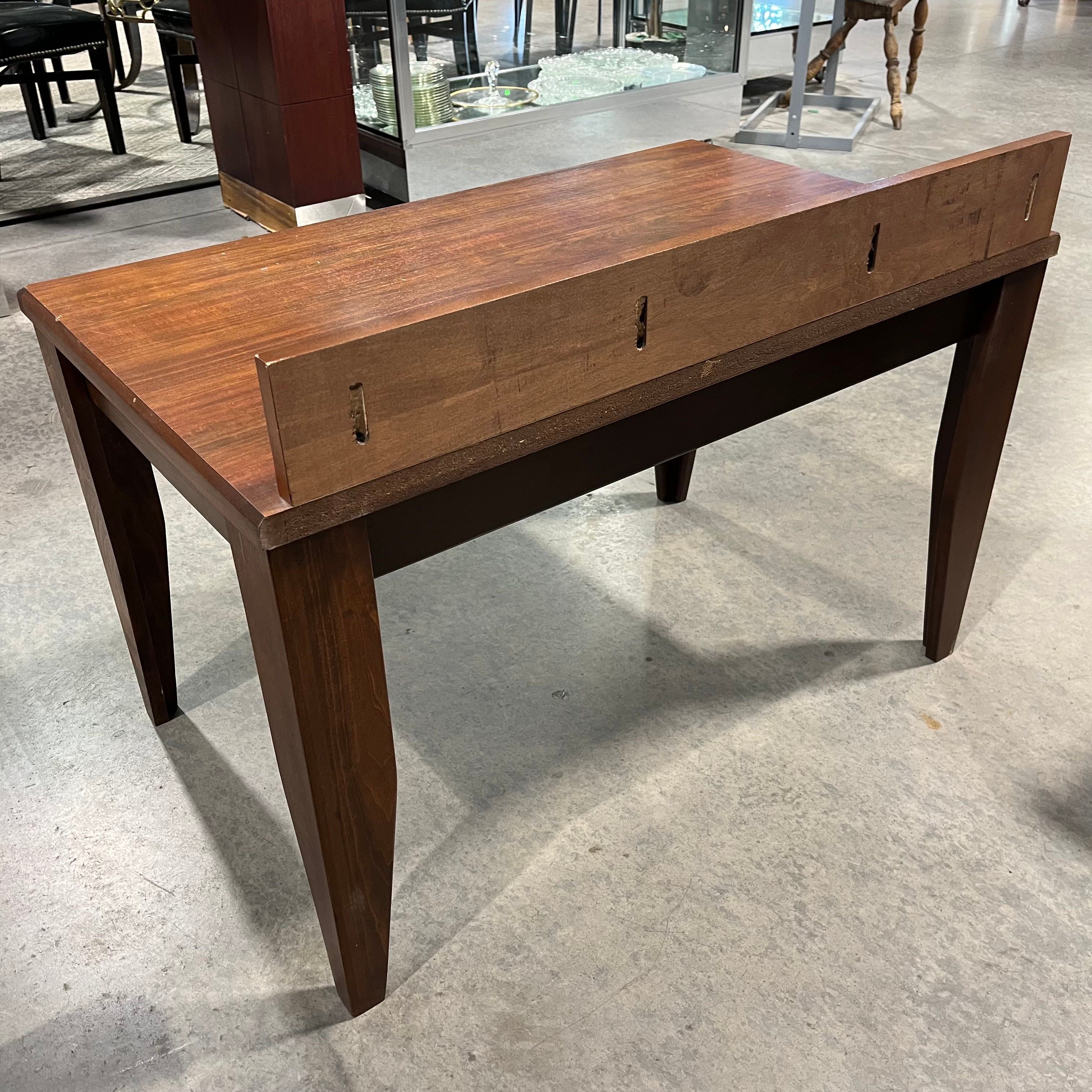 Dark Finish Wood Veneer with Back Splash End Table