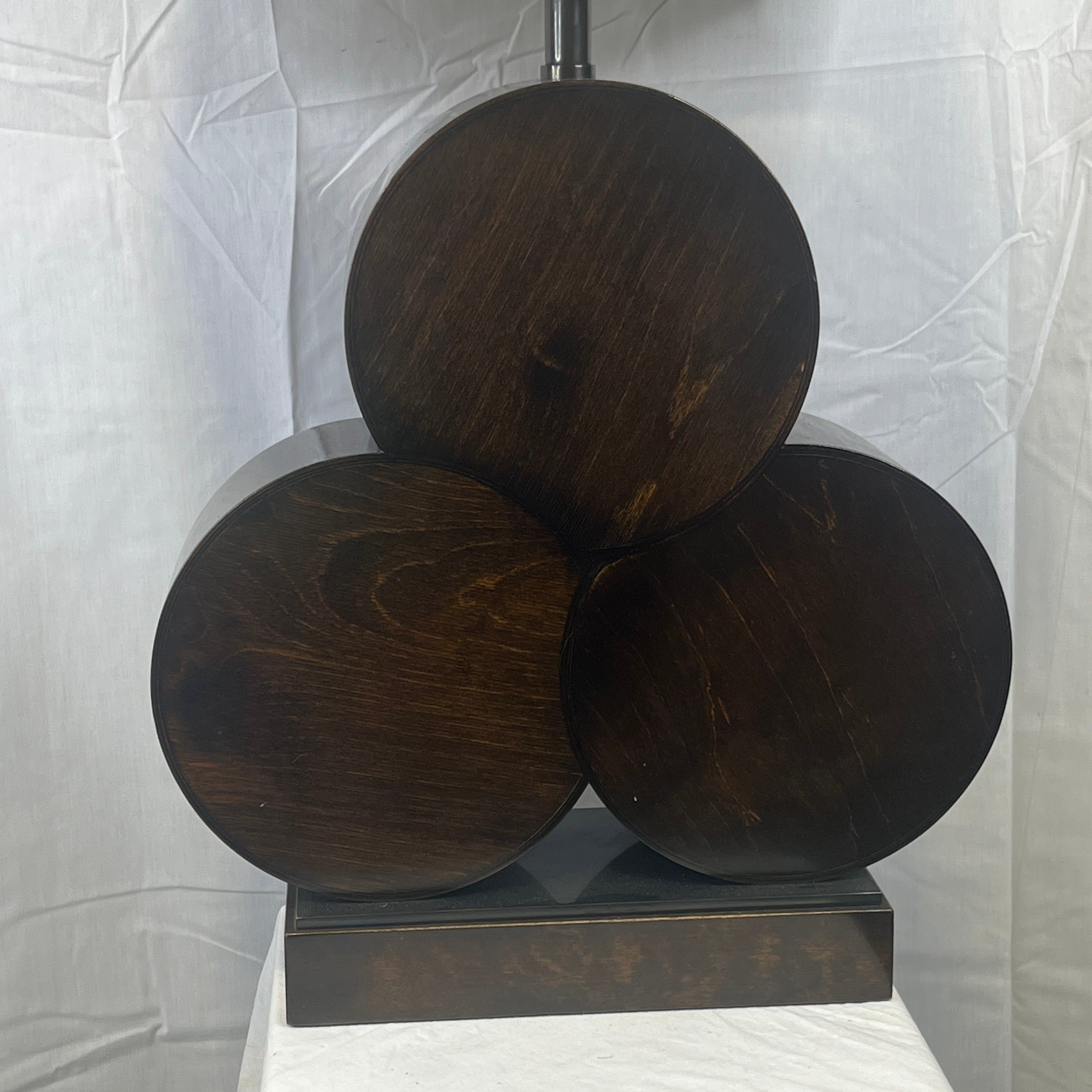 Dark Wood Clover Base Table Lamp