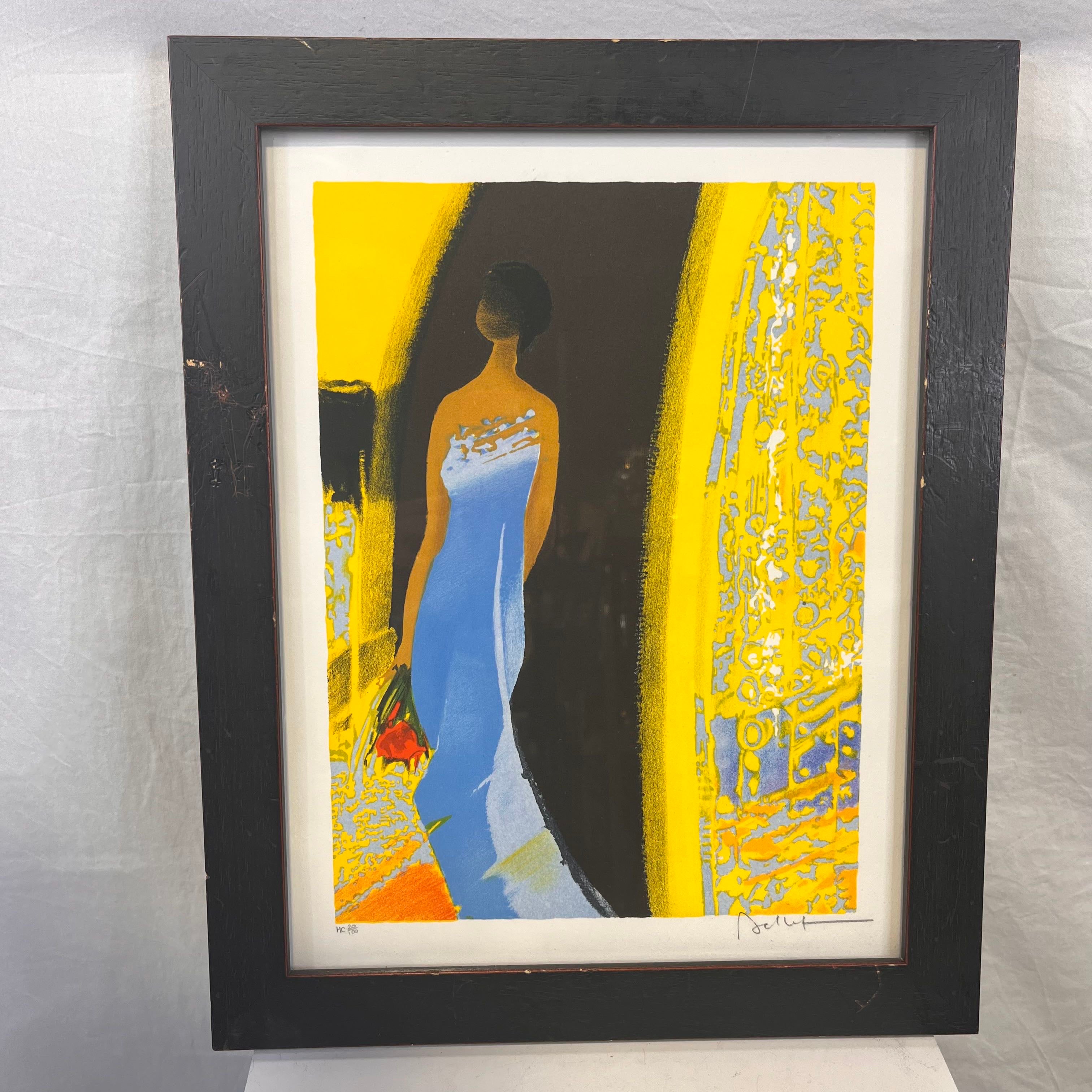"Robe Bleue" by Emile Bellet Limited Edition Signed Lithograph in Color Print 20/100 Wall Art