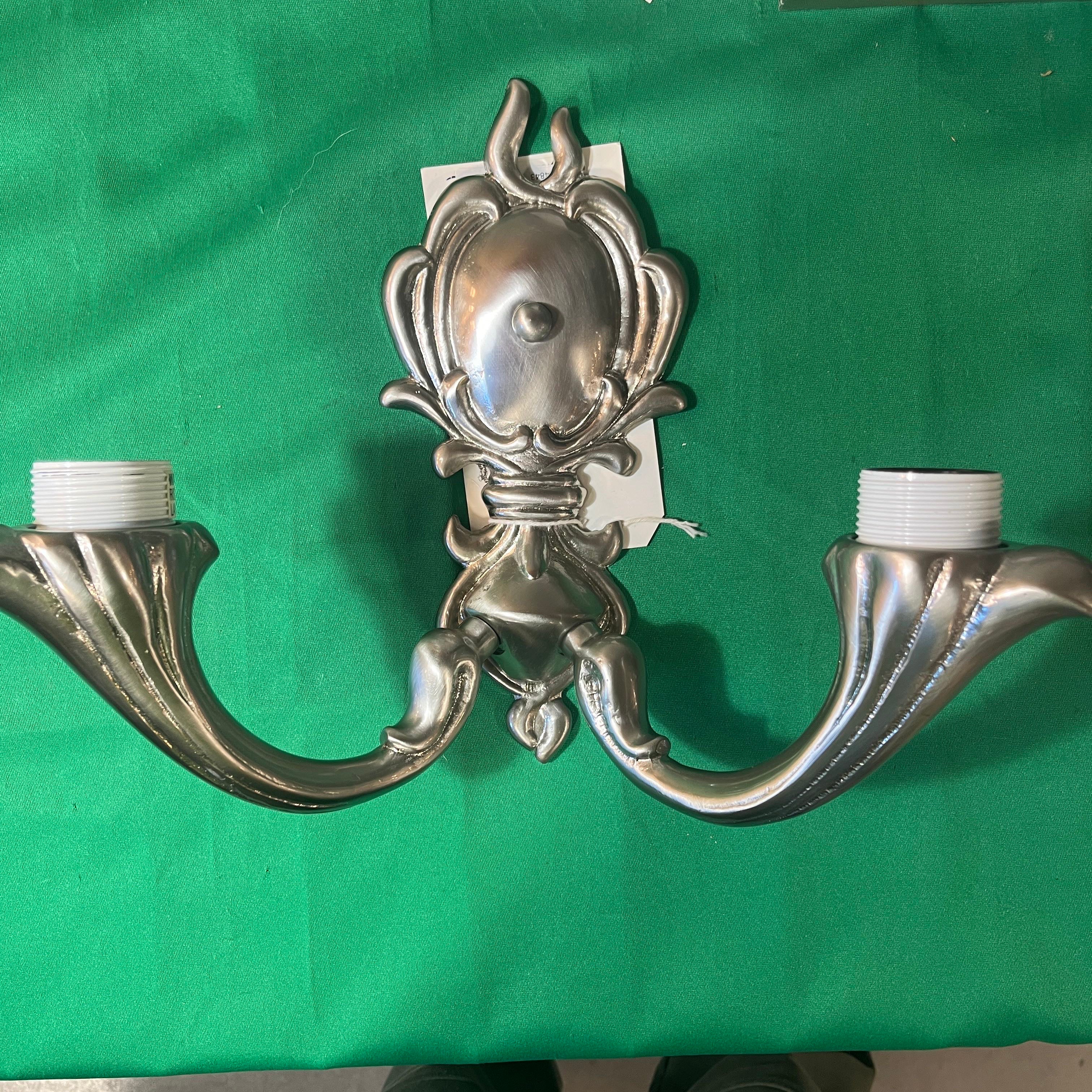 Ornate Silver 2 Light Wall Sconce