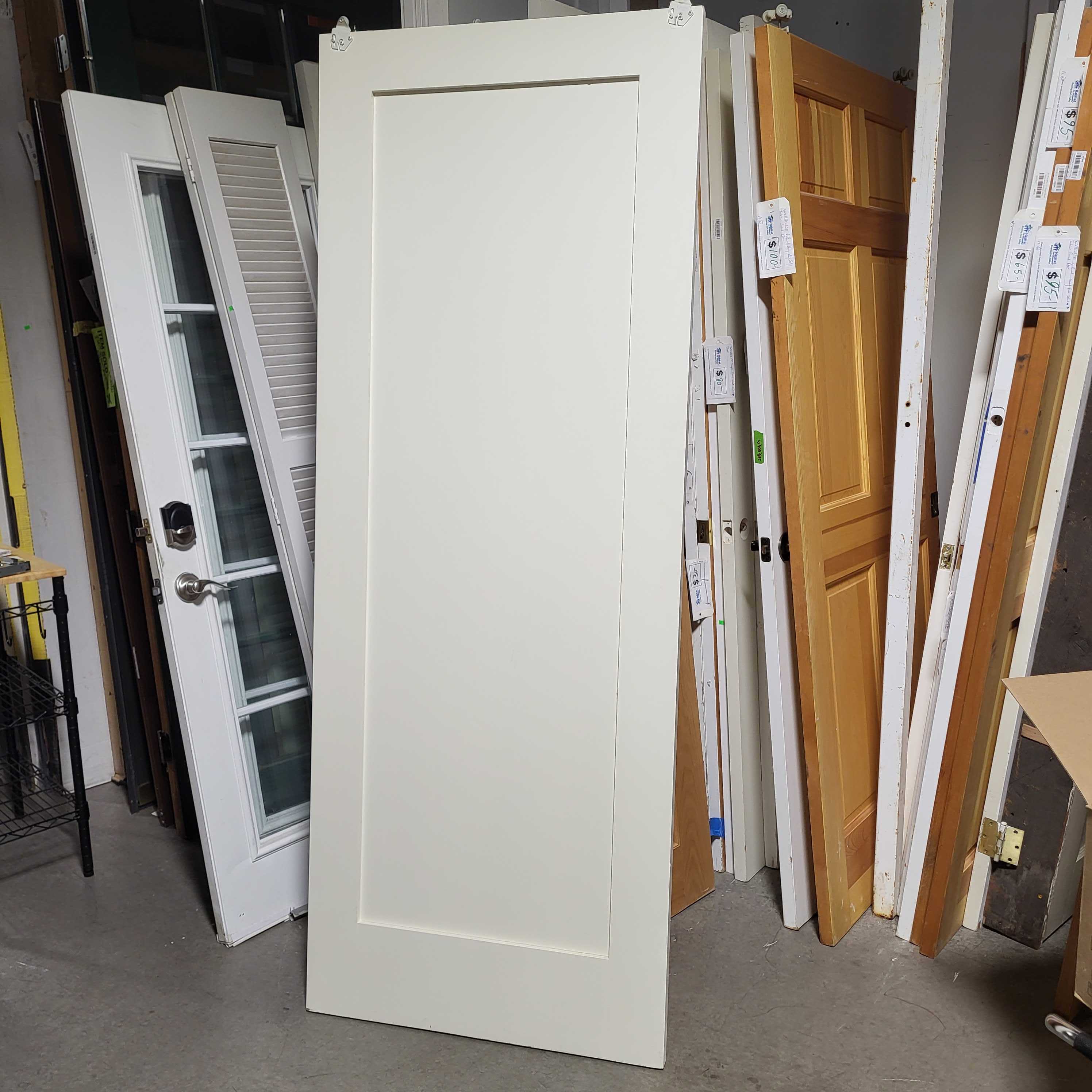 30"x 78.75"x 1.5" Single Panel White Closet Sliding Door