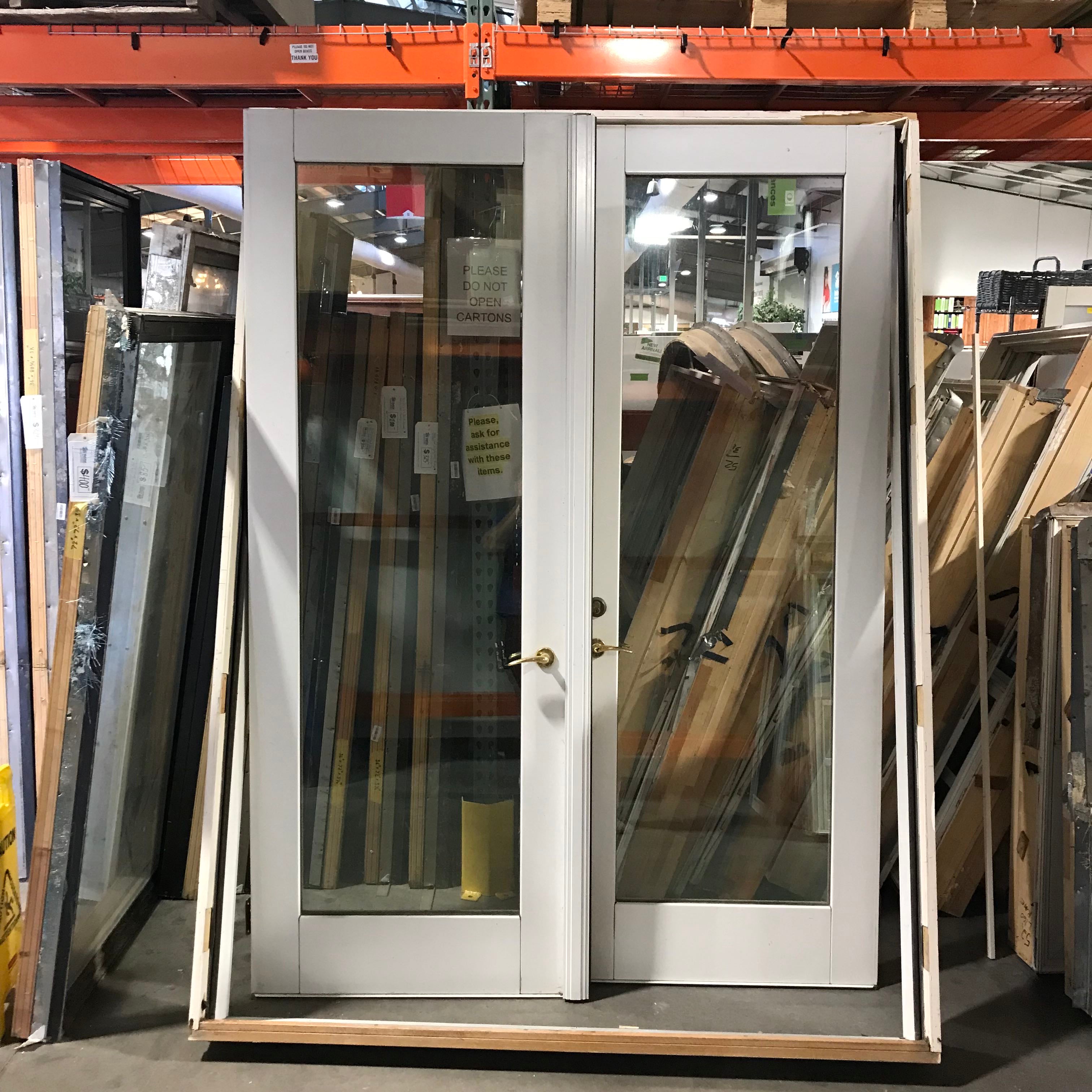 68.5"x 92"x 1.875" Single Glass Panel White Metal Clad Exterior French Door w/ Jamb