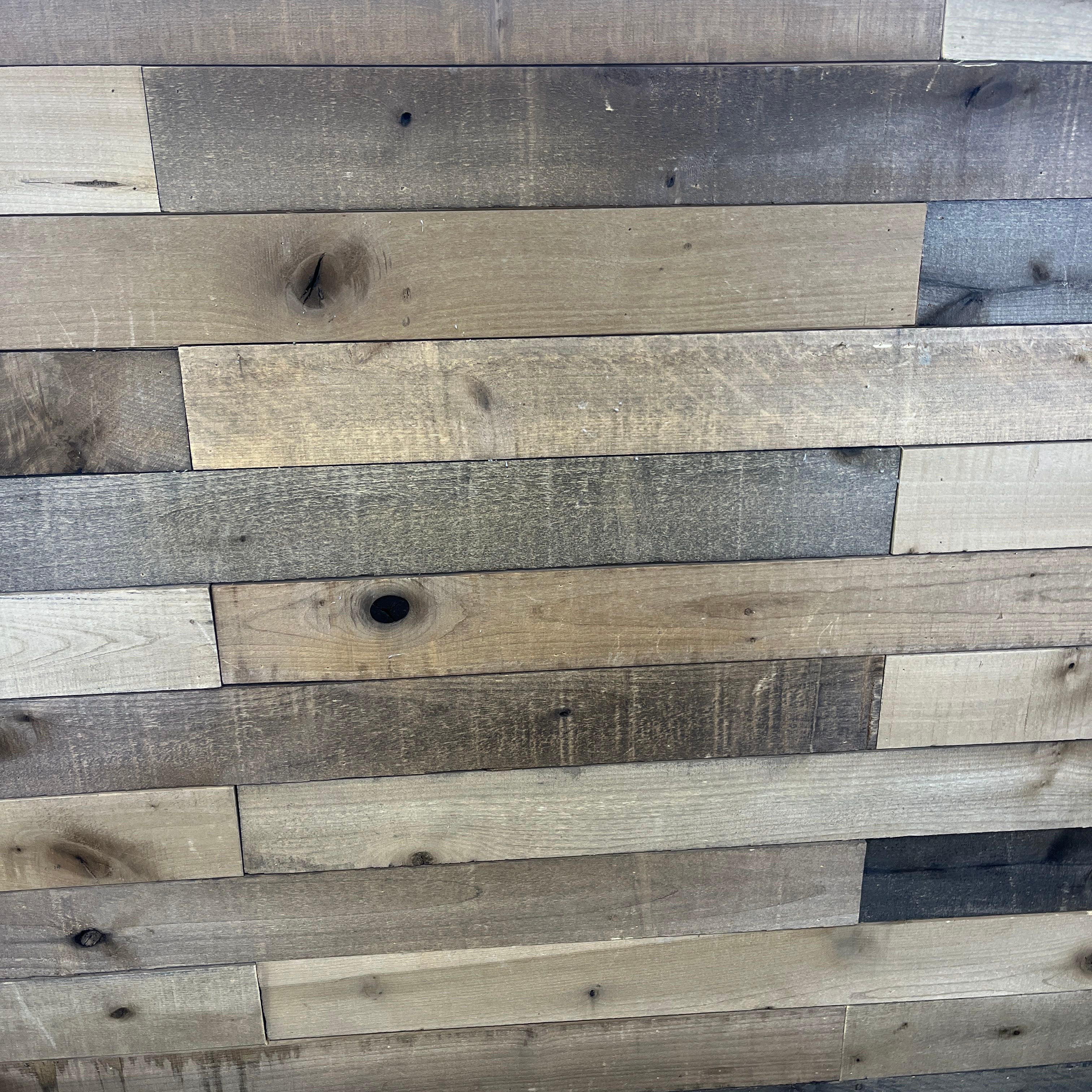 Remilled Staggered Design Reclaimed Wood Wall Hanging Art Headboard Wall Art