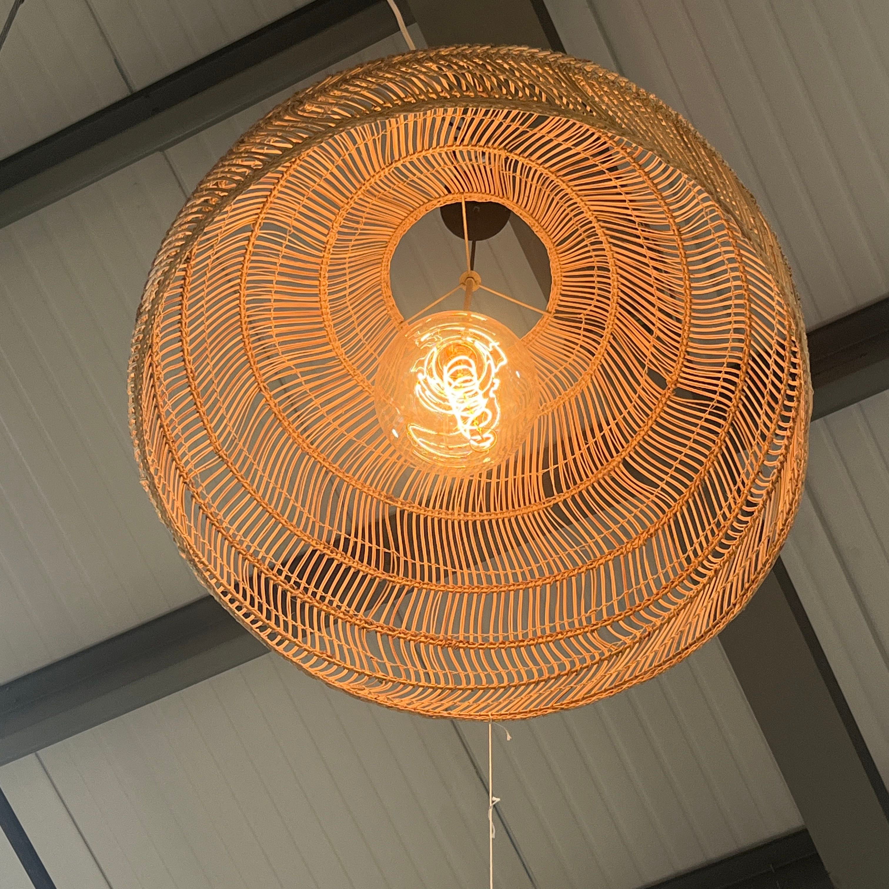 Tropical Style Woven Wicker Rattan 1 Light Ceiling Pendant