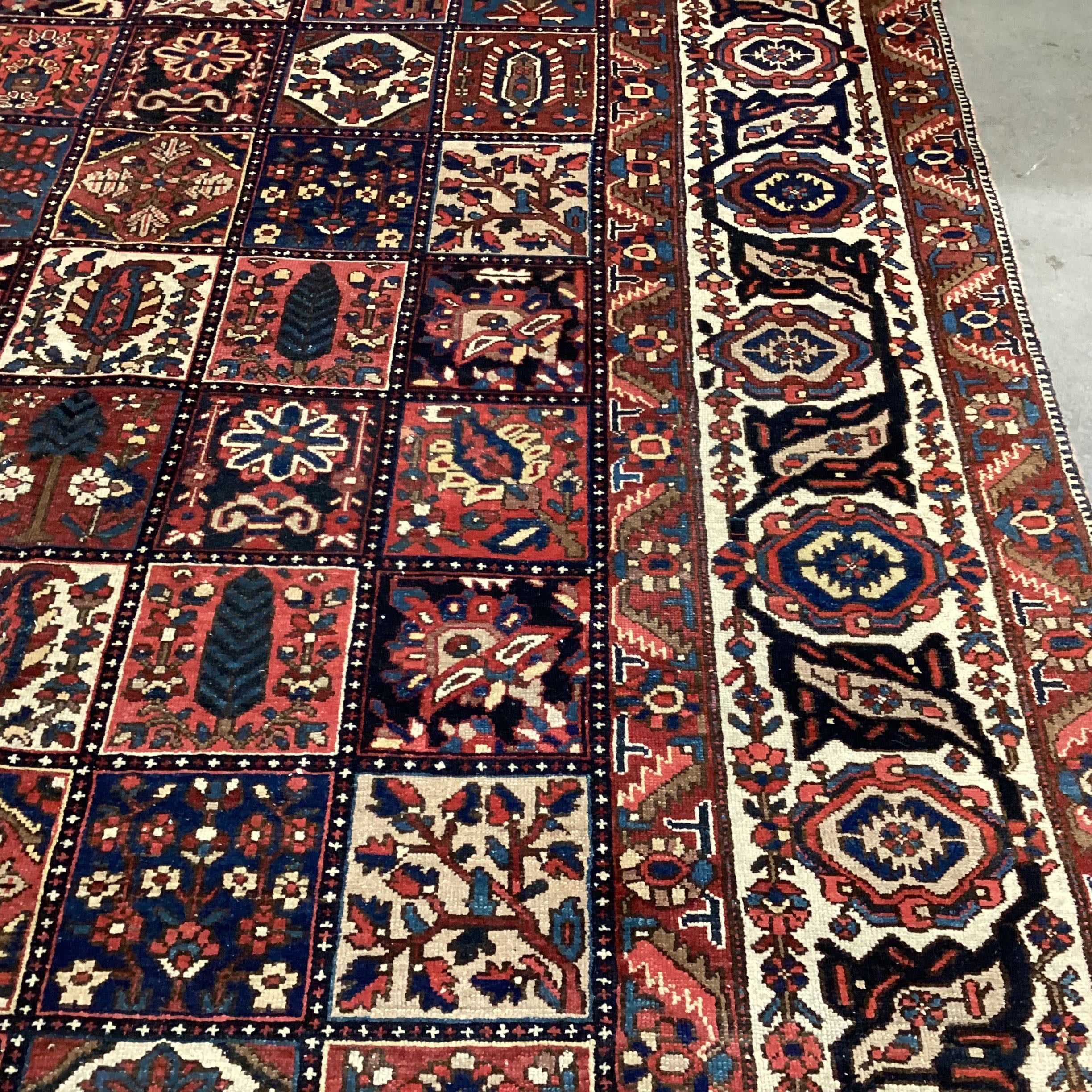 Red Blue Brown Black Ivory Handknotted Wool Rug