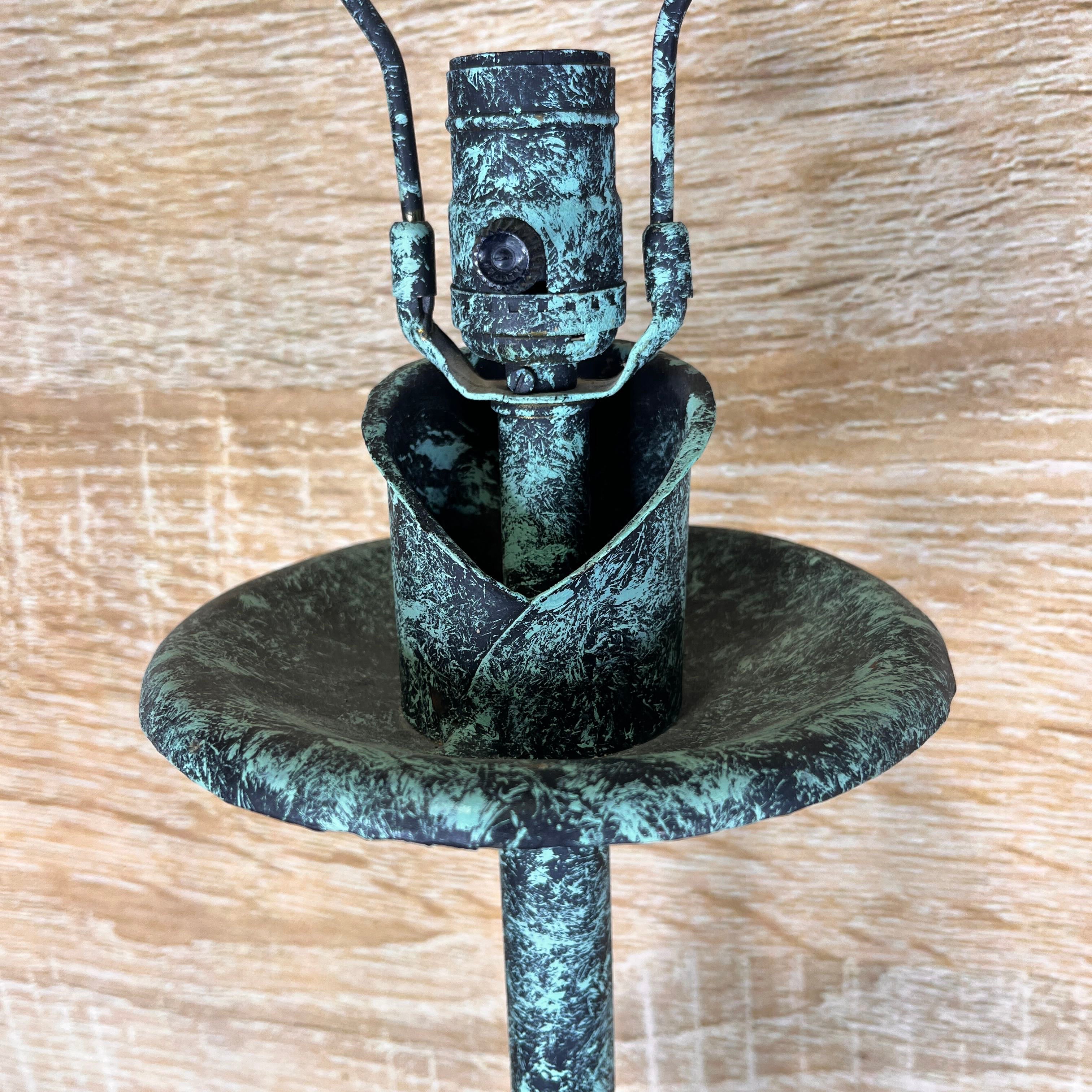 Gothic Spanish Revival Wrought Iron Gavanized Table Lamp