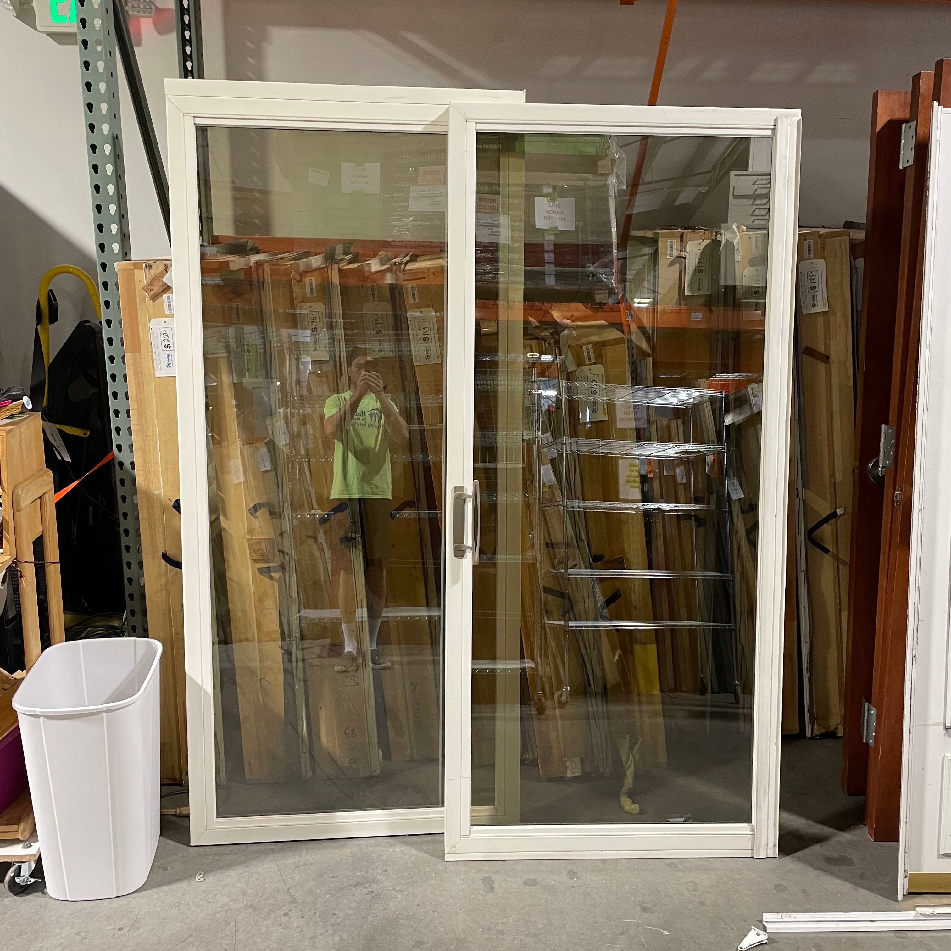 72.5"x 79"x 2.25" Anderson White Metal Clad One Glass Panel Each Sliding Exterior Doors