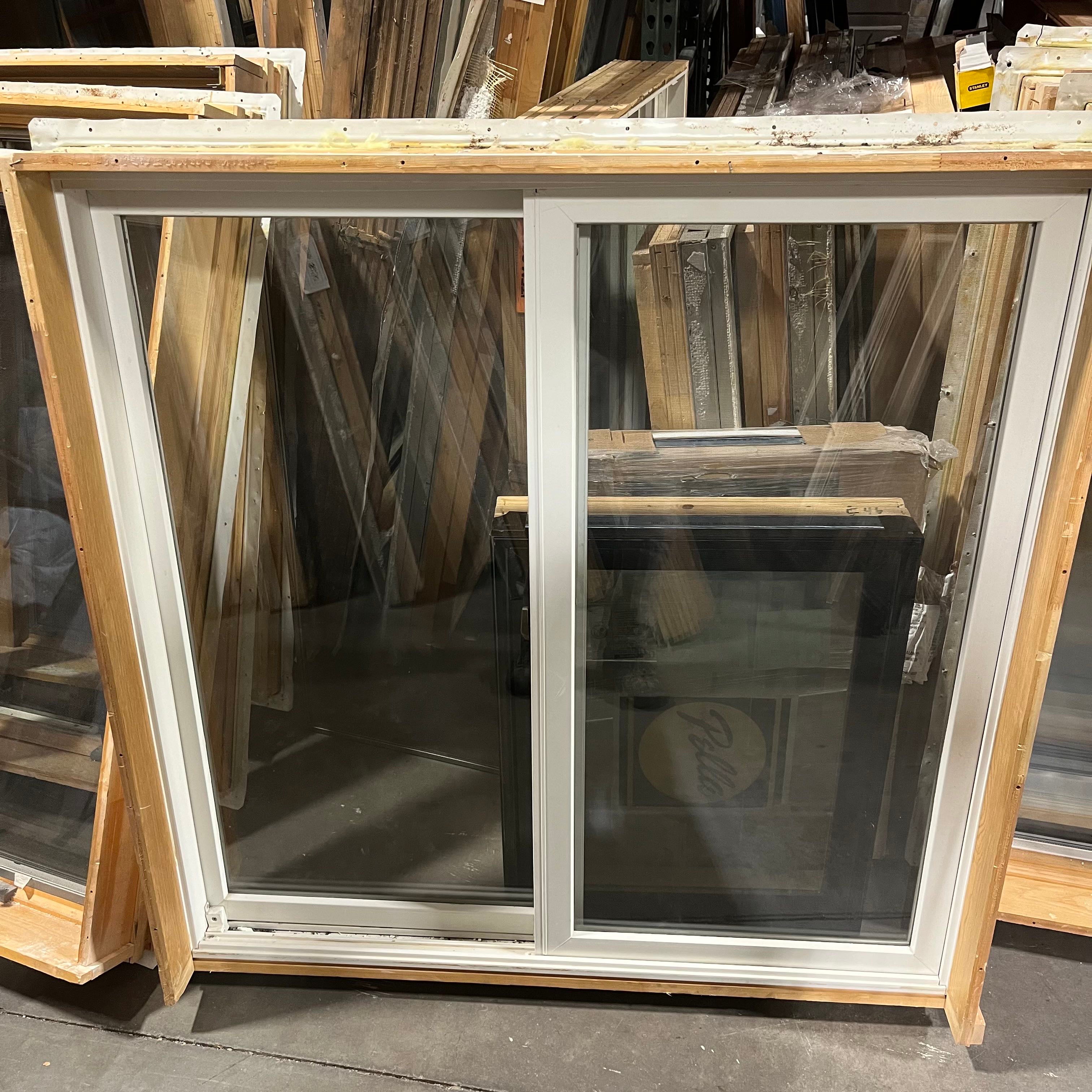48"x 48"x 8" Anderson White Metal Clad Cedar One Fixed One Sliding Exterior Window