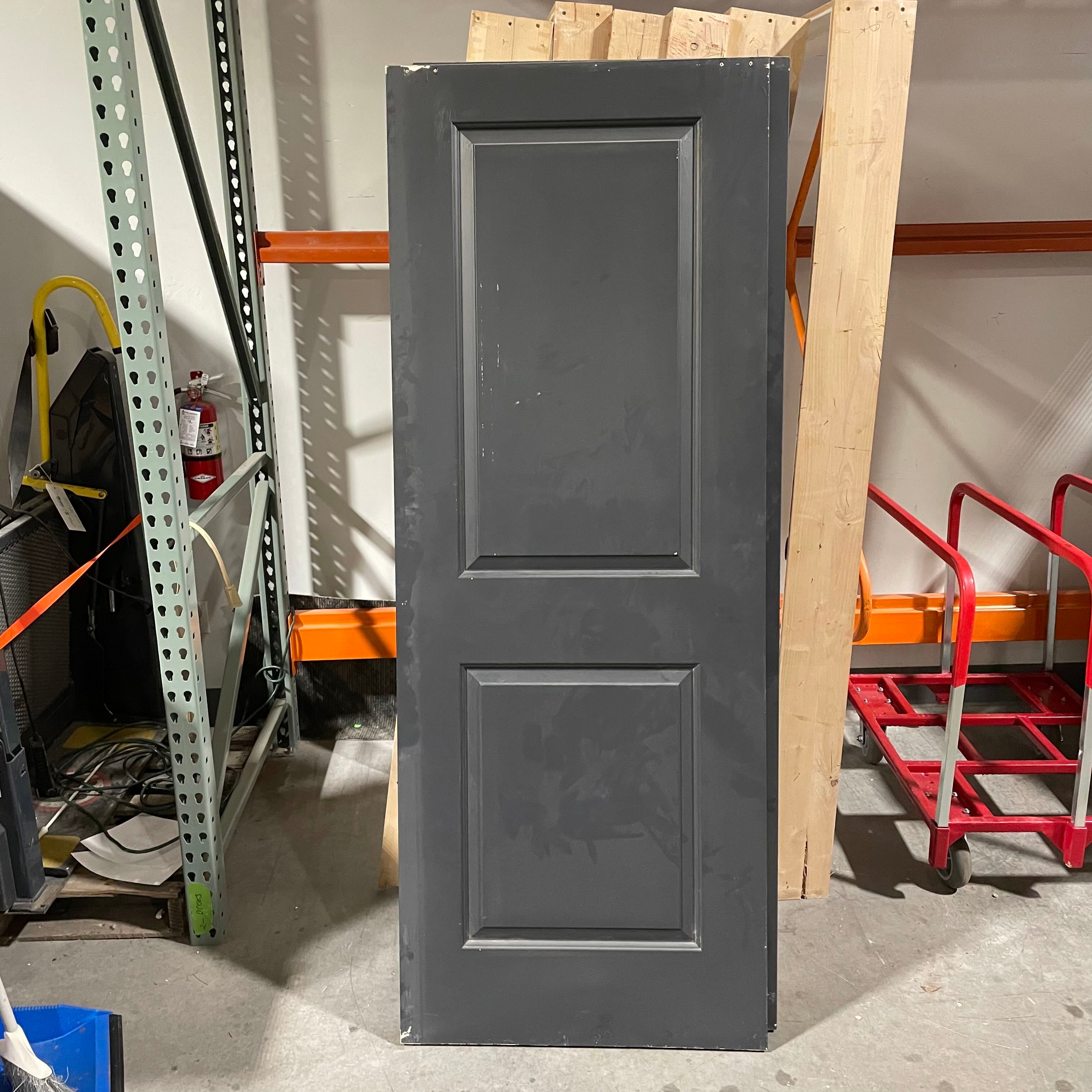 30"x 78.75"x 1.375" 2 Panel Gun Metal Gray Pine Veneer Hollow Core Pocket Door