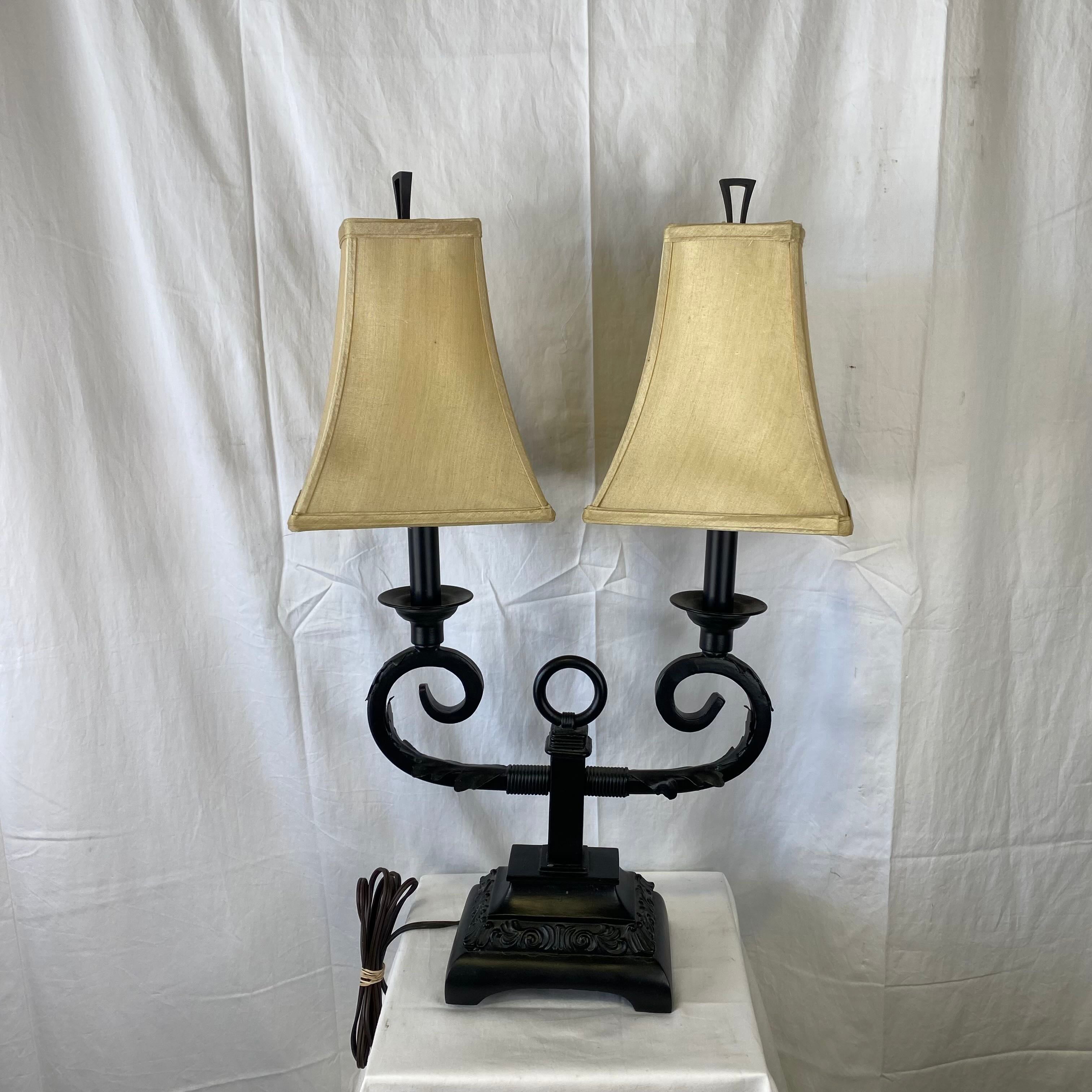 Uttermost Hollywood Regency Double Light Shade Black Table Lamp