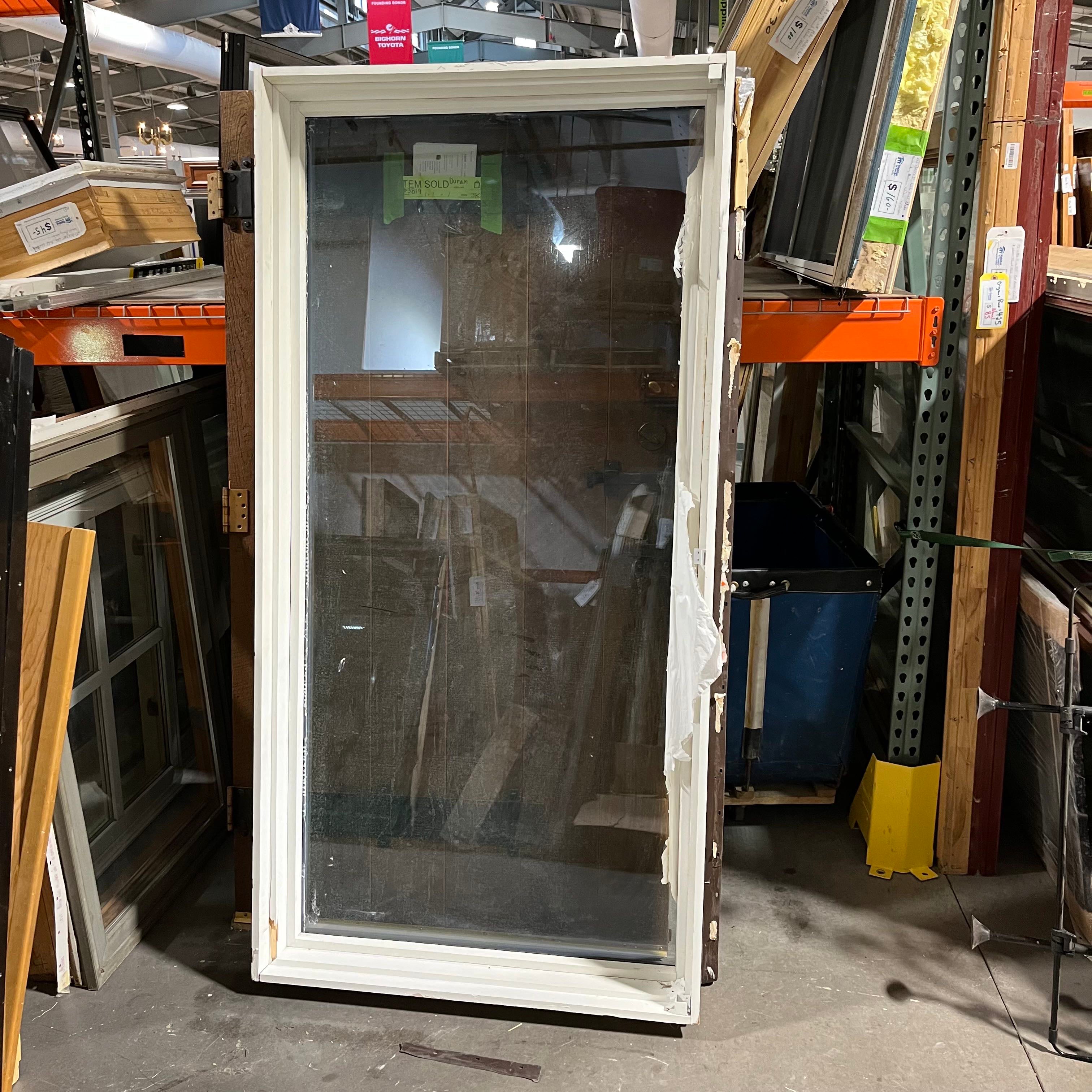 38.75"x 77.5"x 8" Grey Metal Clad Painted White Fir Fixed Exterior Window