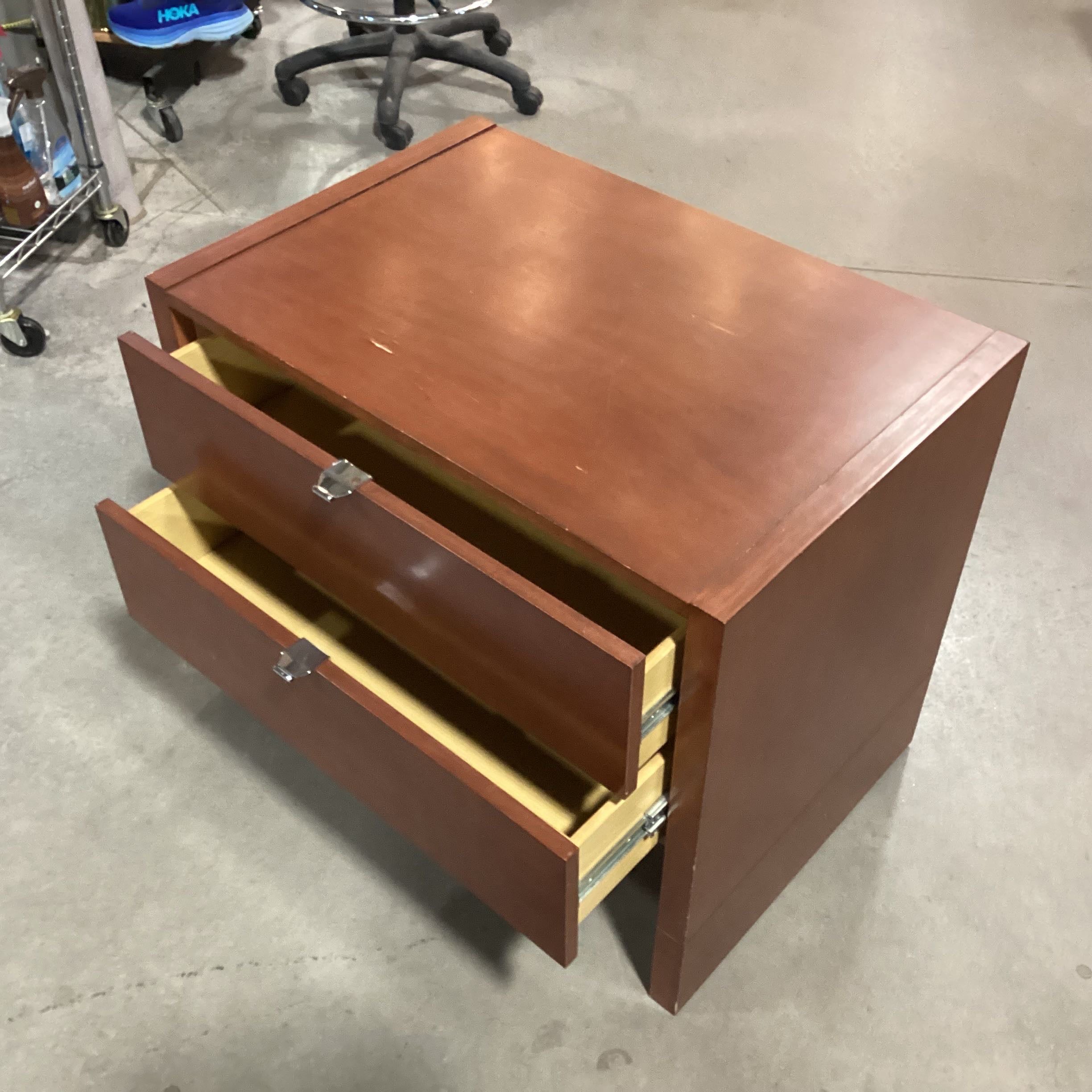 Red Brown Finish 2 Drawer Nightstand