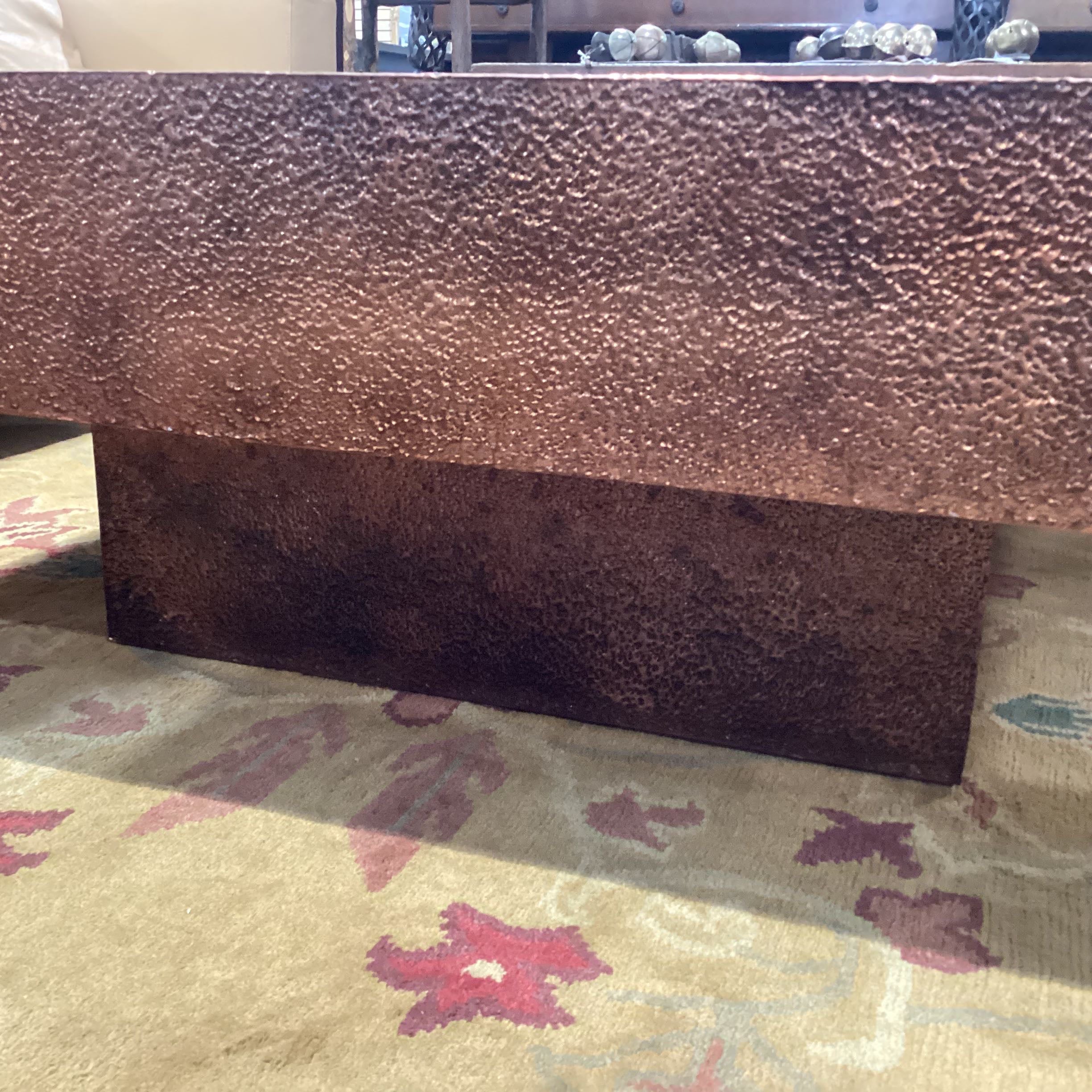 Copper Hammered Texture with Slate Center Coffee Table