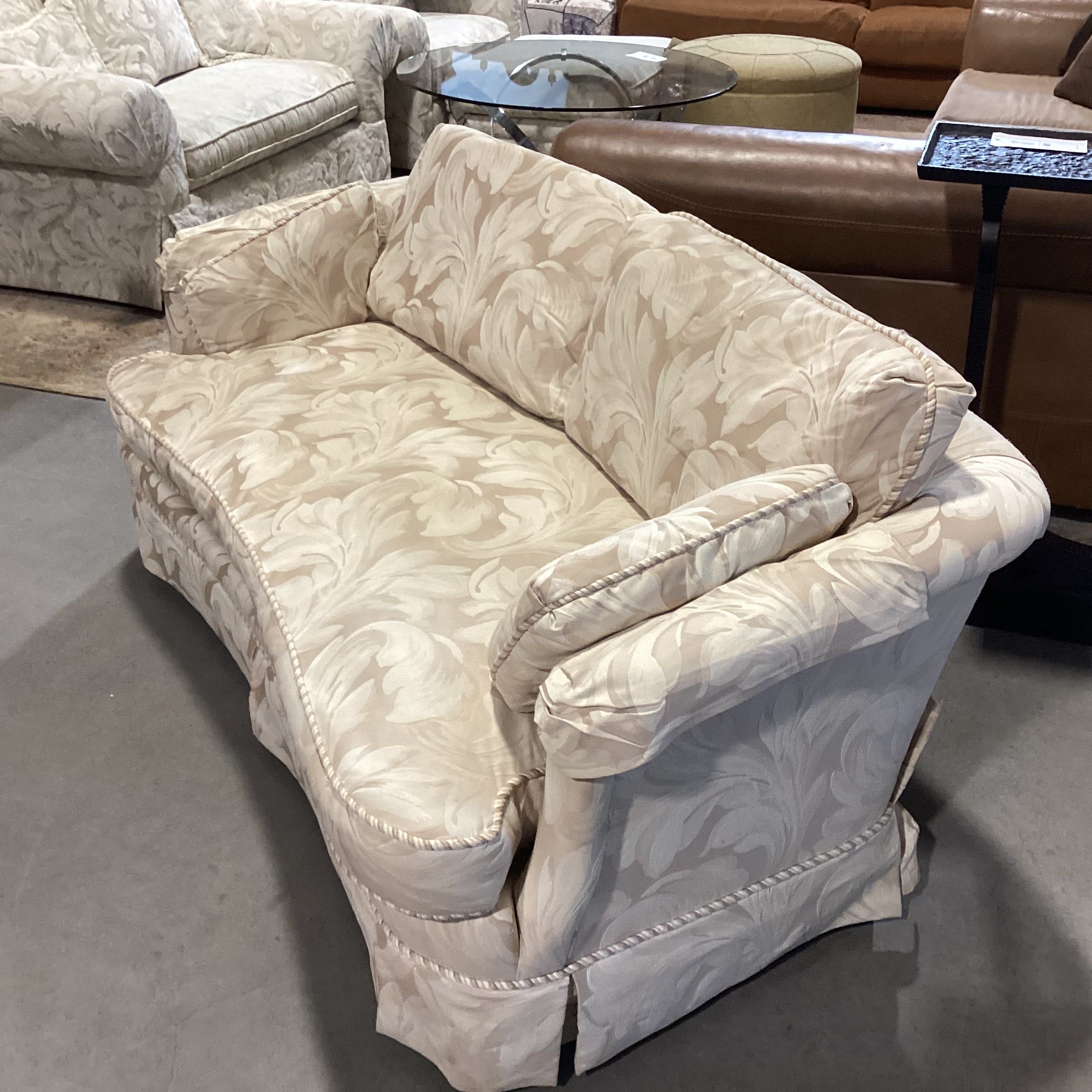 Sherrill Furniture Upholstered Lawson Style Cream & Tan Loveseat Sofa