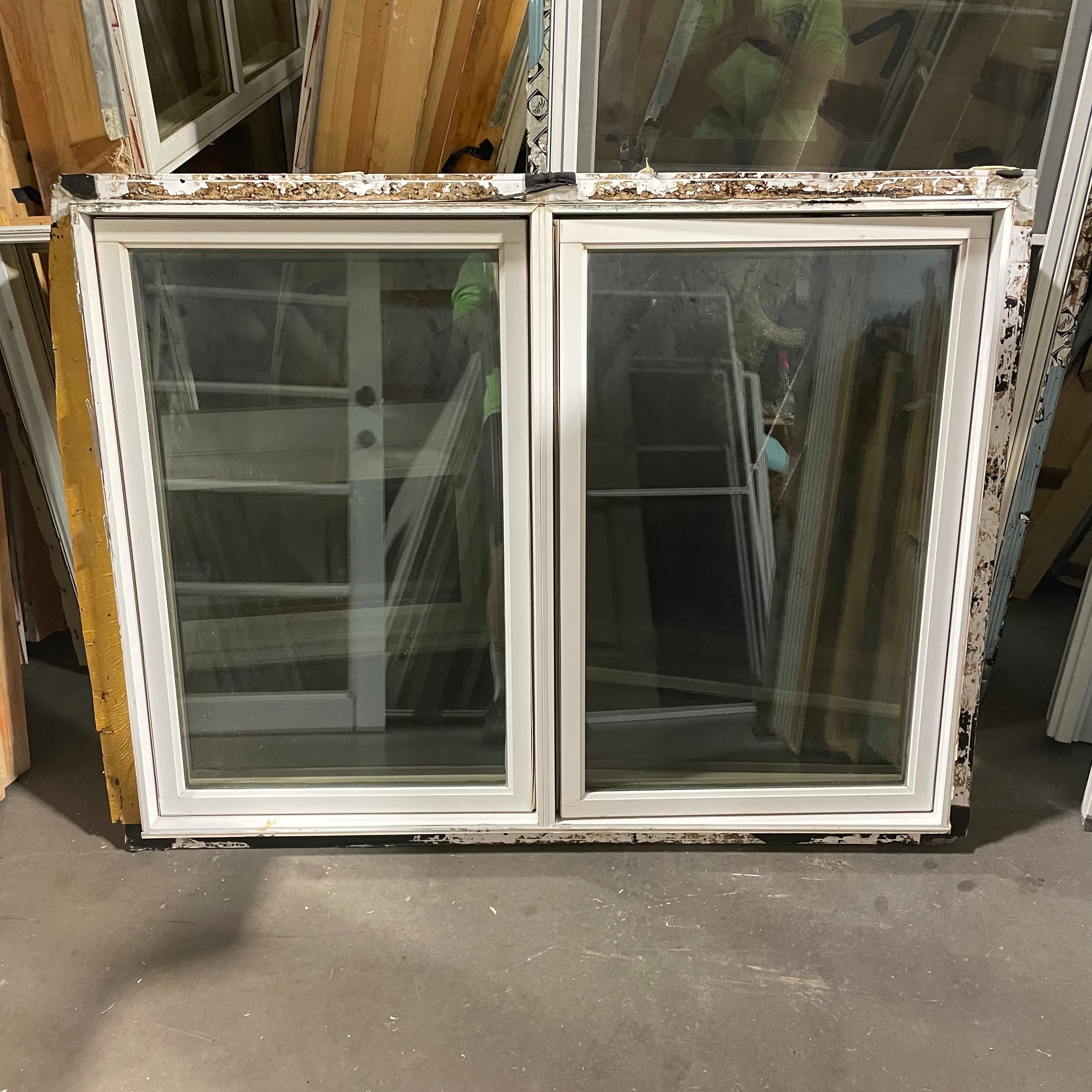 48"x 36.5"x 5.5" White Metal Clad Double Casement Exterior Window