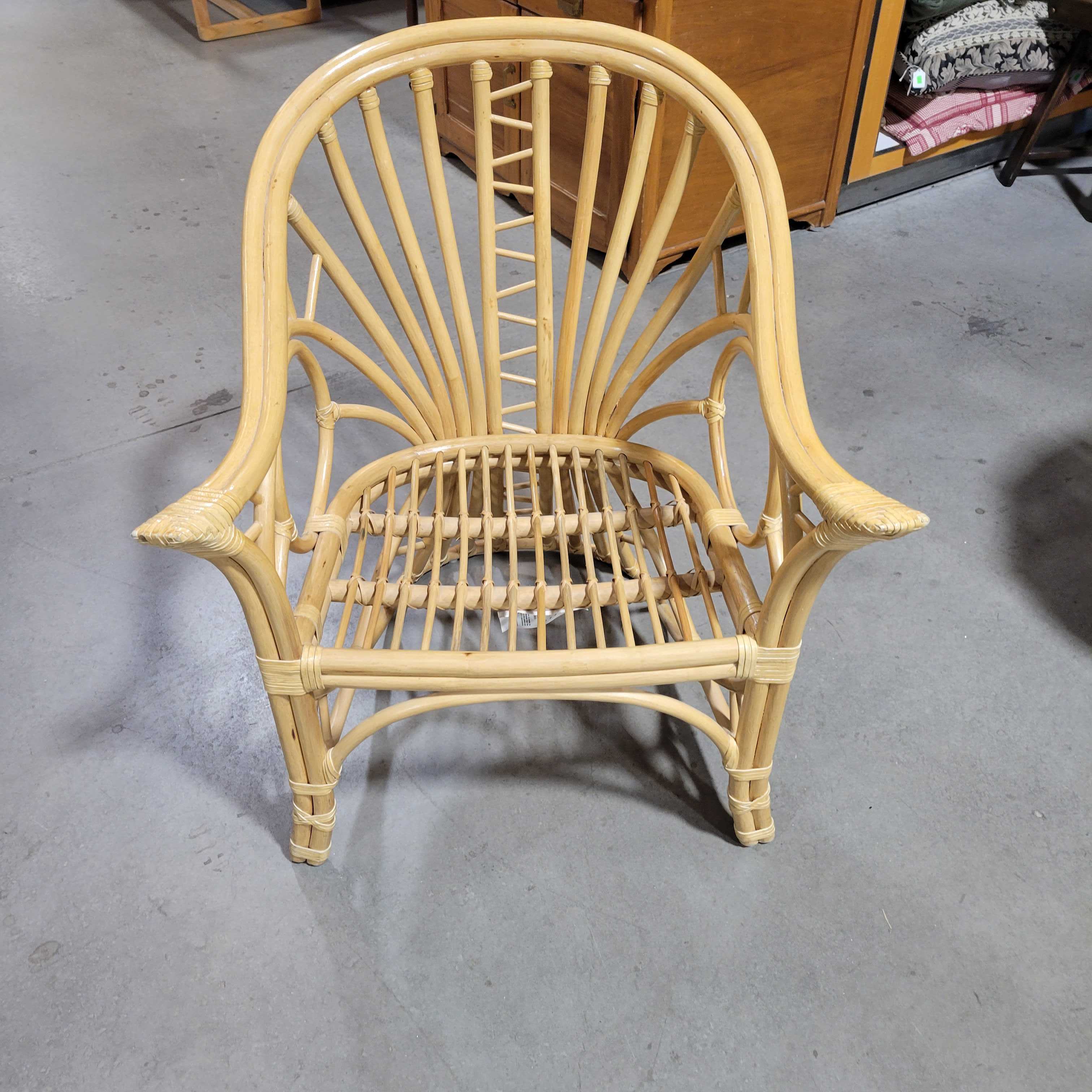 Bamboo Rattan and Leather Strapping Chair