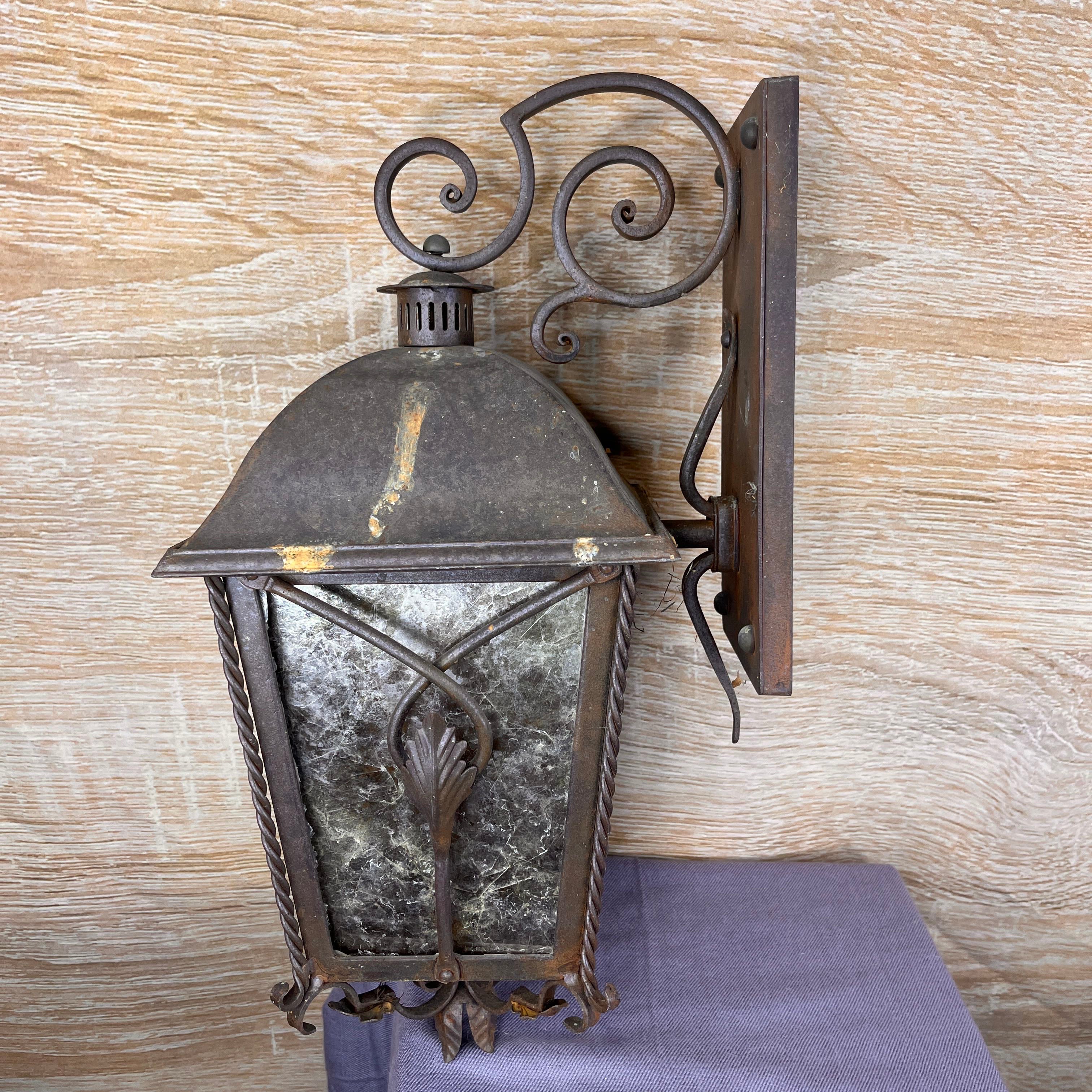 Hamble and Associates Small 1 Light Rust Iron and Mica Outdoor Wall Sconce