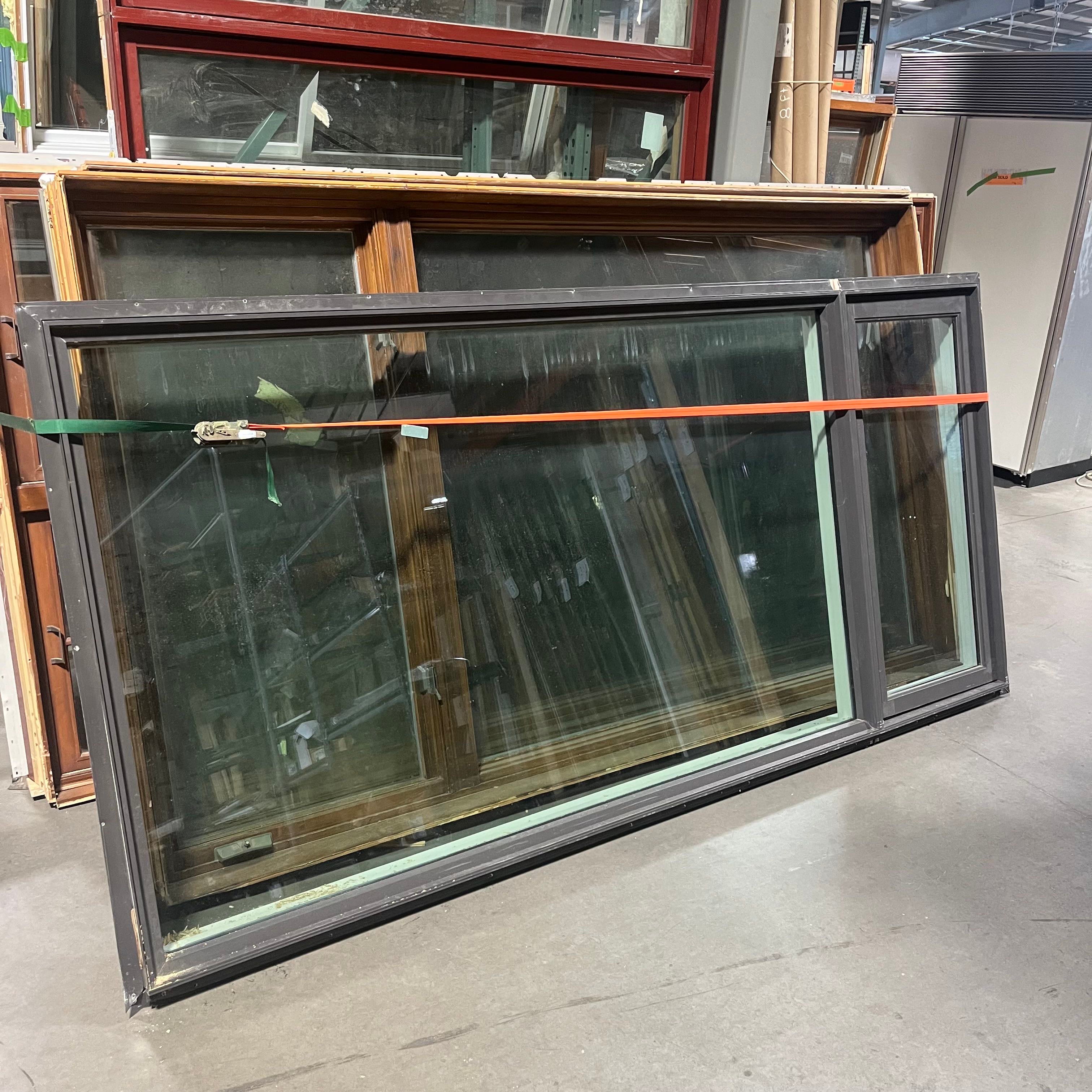 106"x 50.5"x 8" Charcoal Metal Clad Long Fixed Small Casement Exterior Window