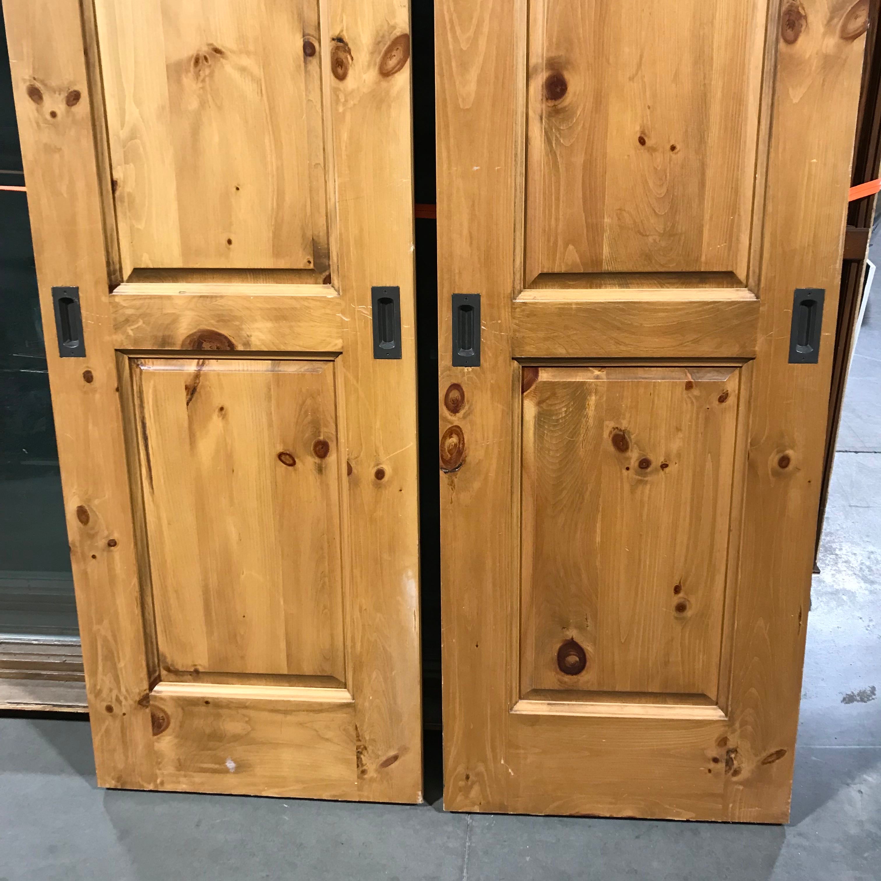 24"x 94.5"x 1.75" 2 Panel Honey Finish Knotty Pine Interior Pocket Door