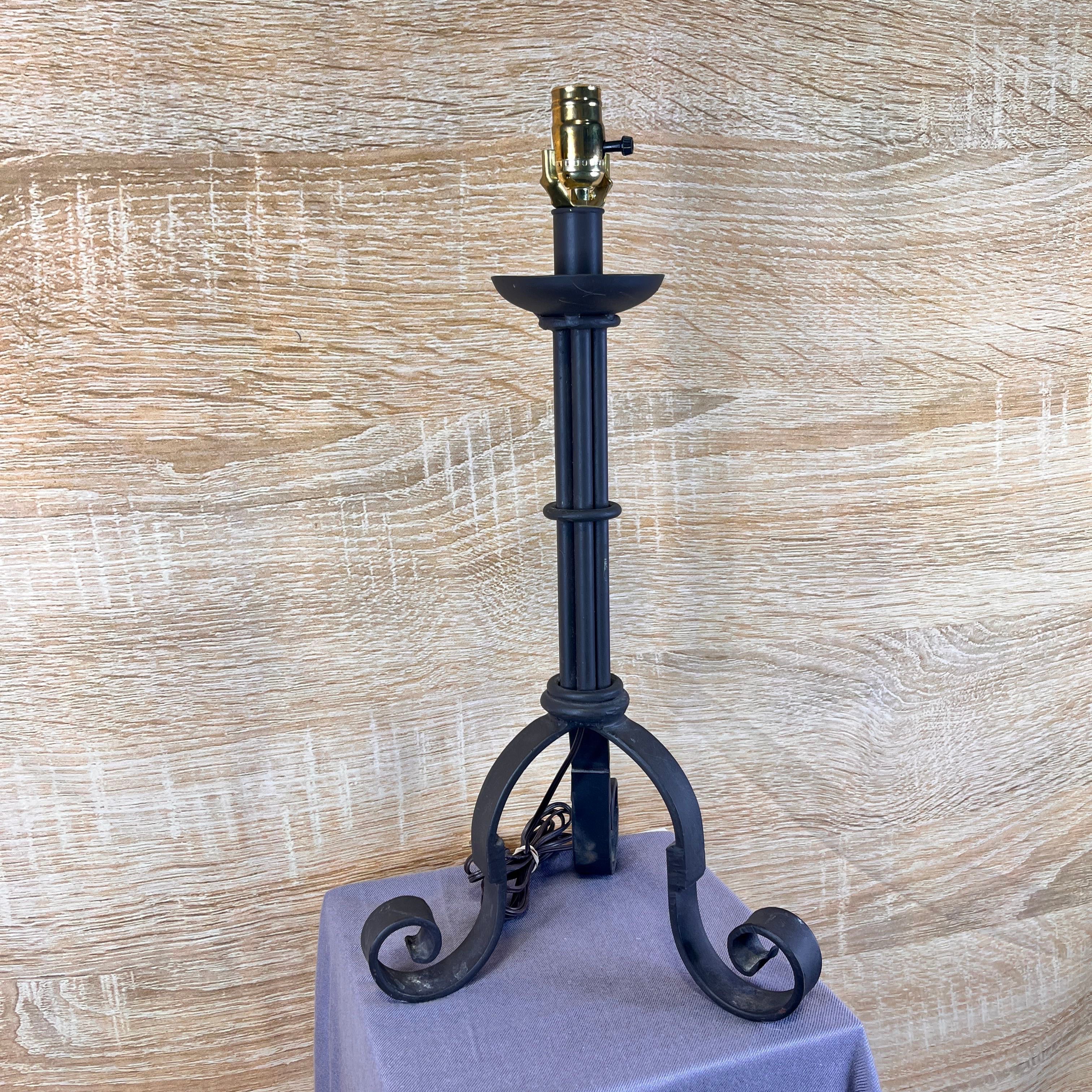 Spanish Style 3-Leg Wrought Iron Table Lamp
