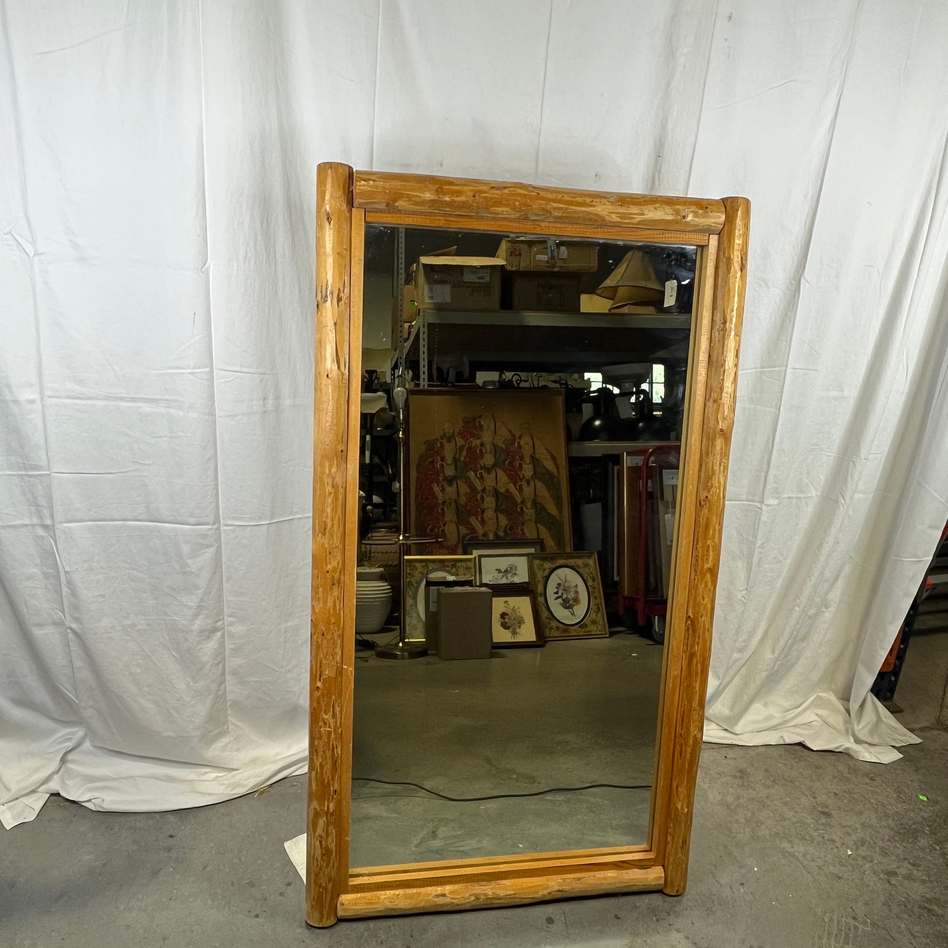 Rustic Log Framed Electro Copper Lined Mirror