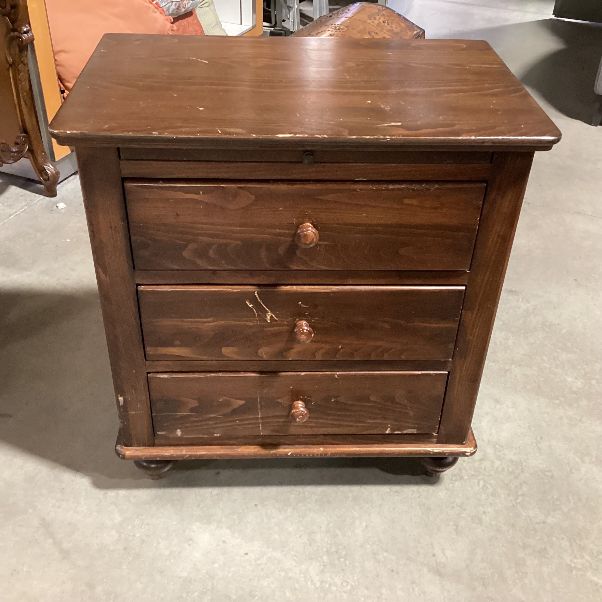 Solid Wood 3 Drawer End Table