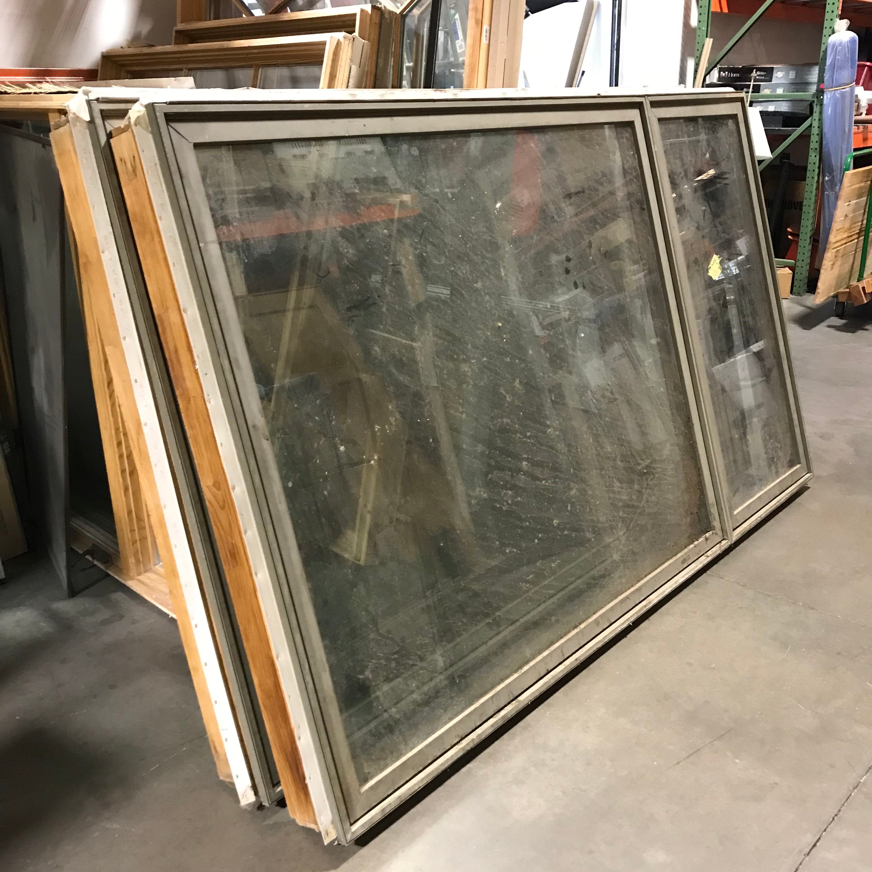 102"x 60"x 7.5" Olive Grey Metal Clad Fir Interior One Large Fixed One Casement Exterior Window