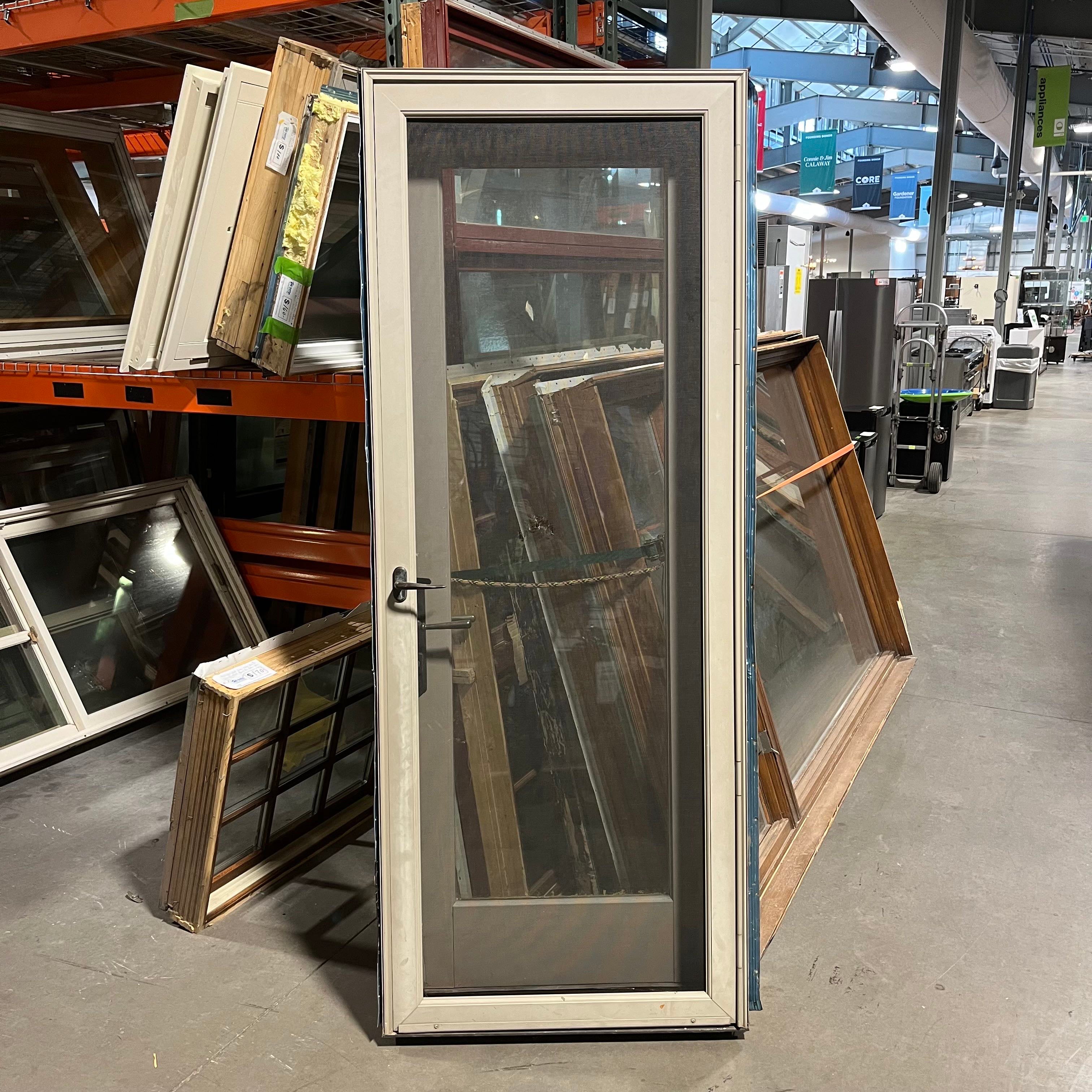 31.25"x 83"x 1.75" One Glass Panel Painted White Grey Metal Clad with Jamb Exterior Door