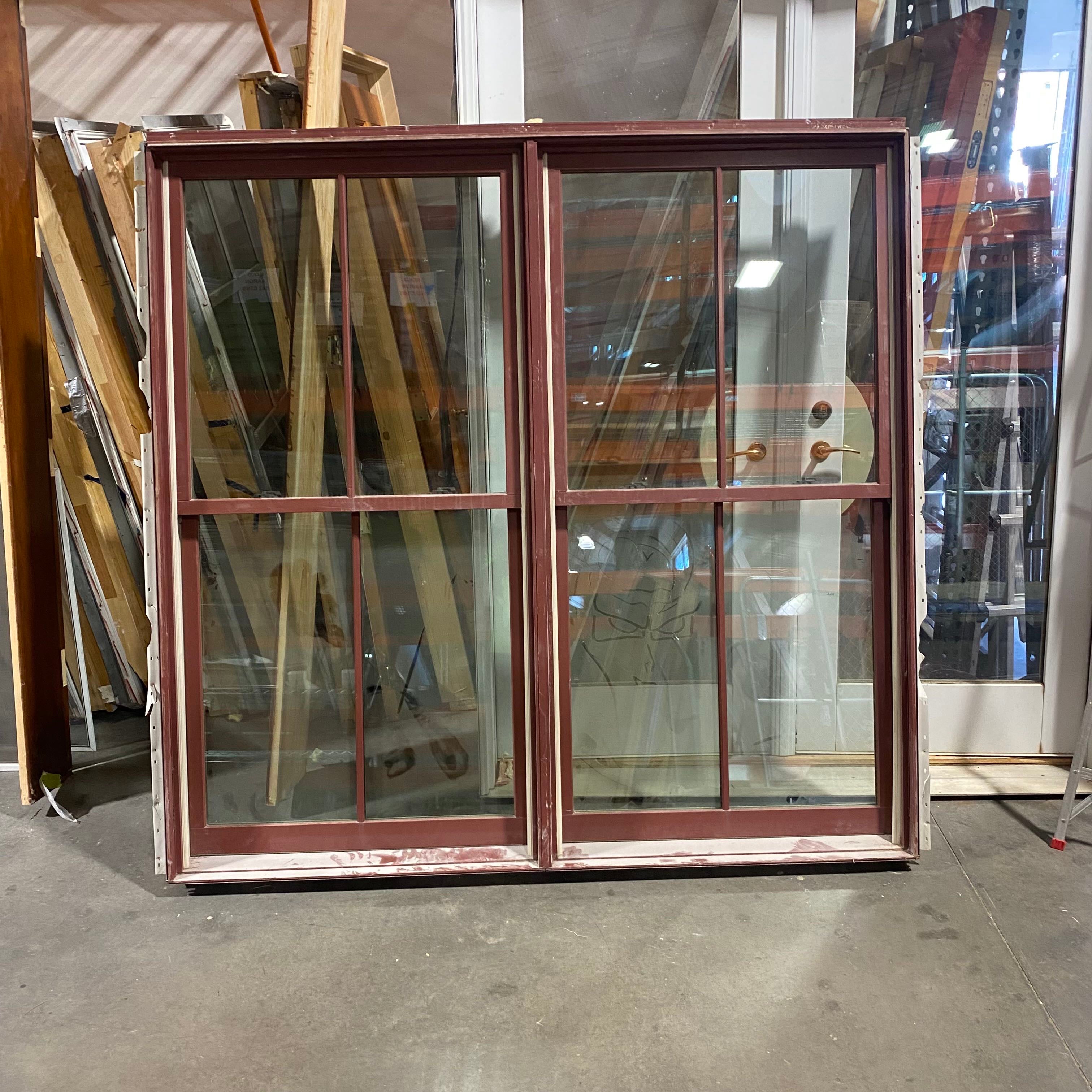 75"x 72.75"x 5.75" Red Metal Clad Mulled Double Hung Window