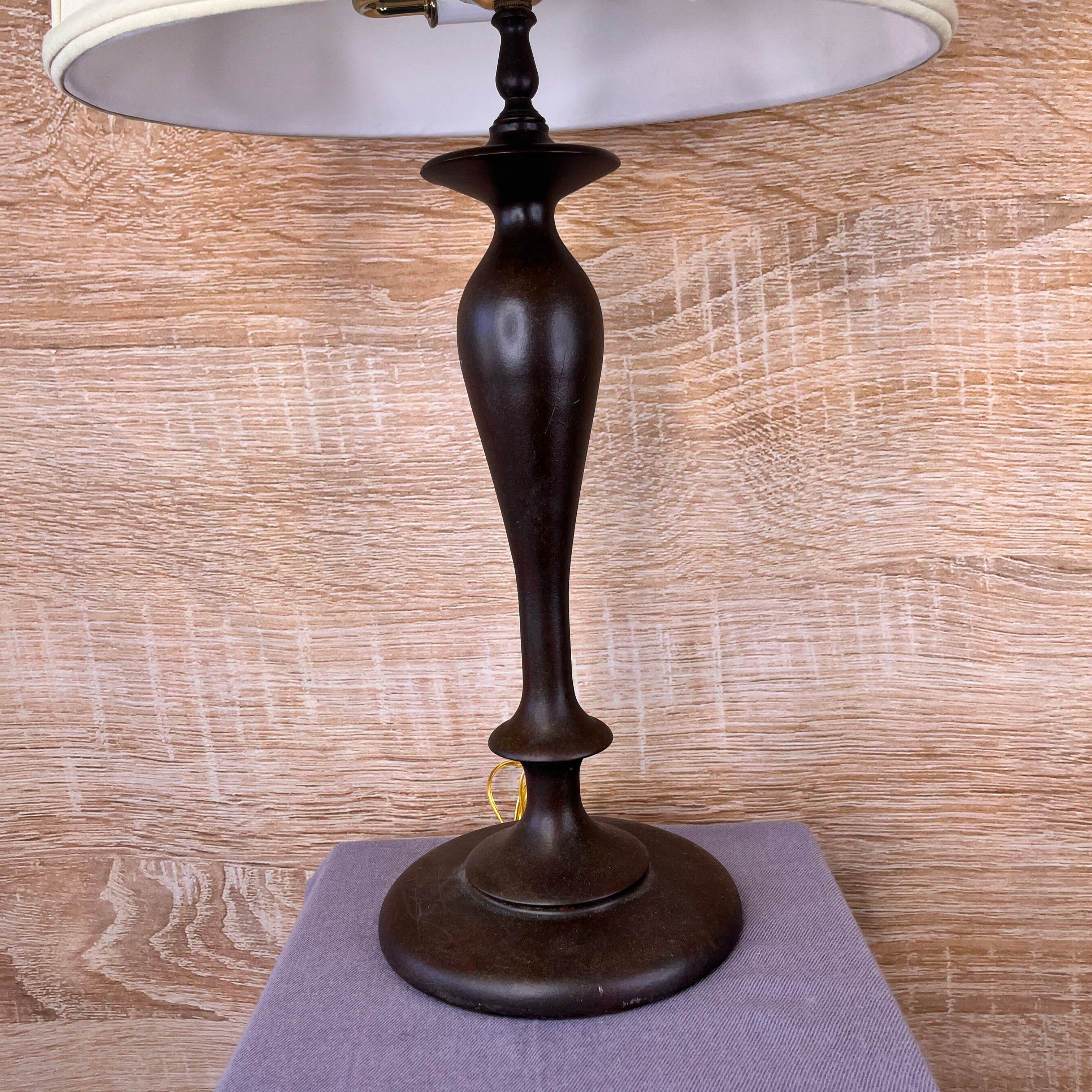 Bronze 2-Light Candlestick with Shade Table Lamp