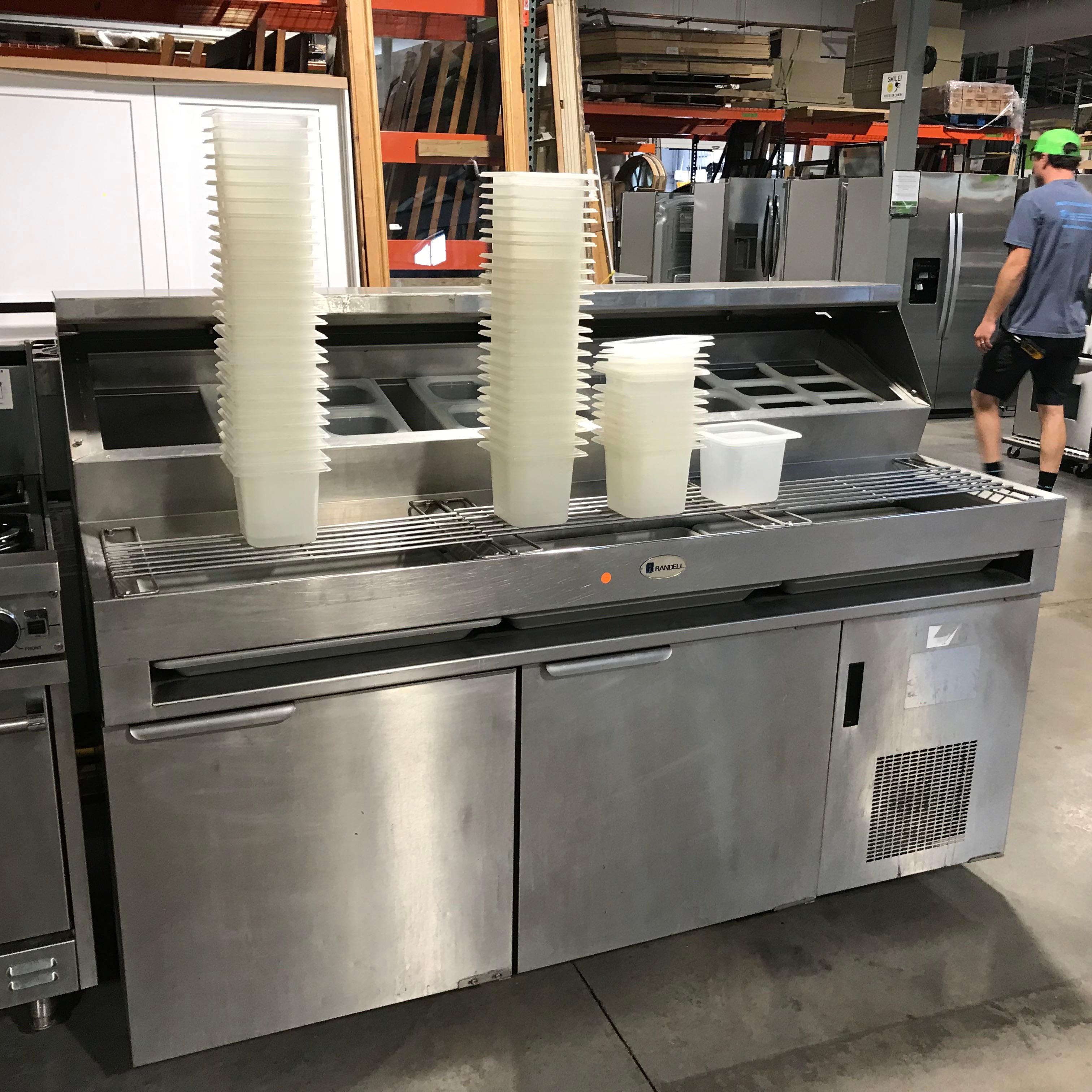 74"x 34"x 52" Randell Stainless Steel Refrigerated Prep Station