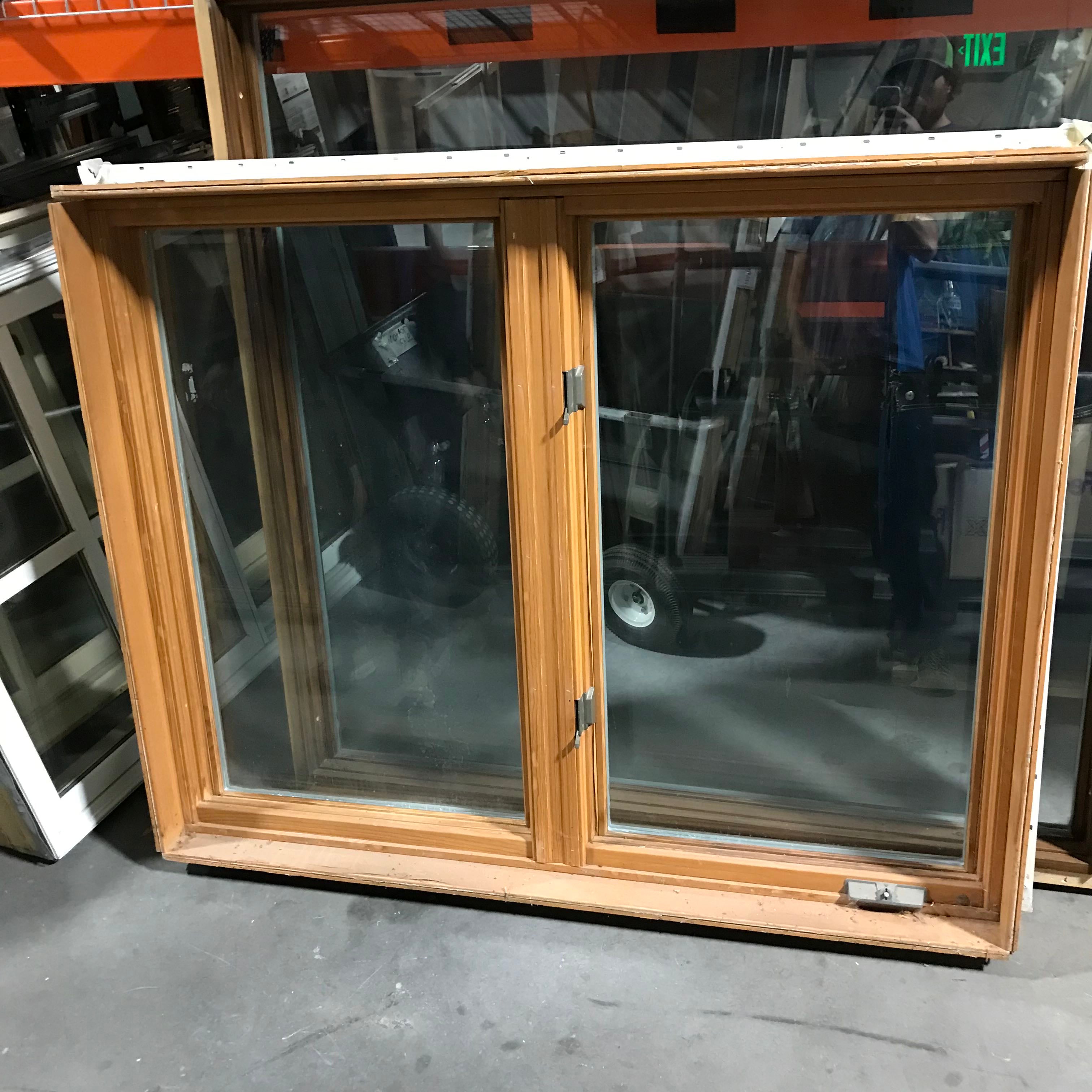 59.5"x 47.5"x 7.5" Olive Metal Clad Single Fixed Single Casement Fir Interior Exterior Window