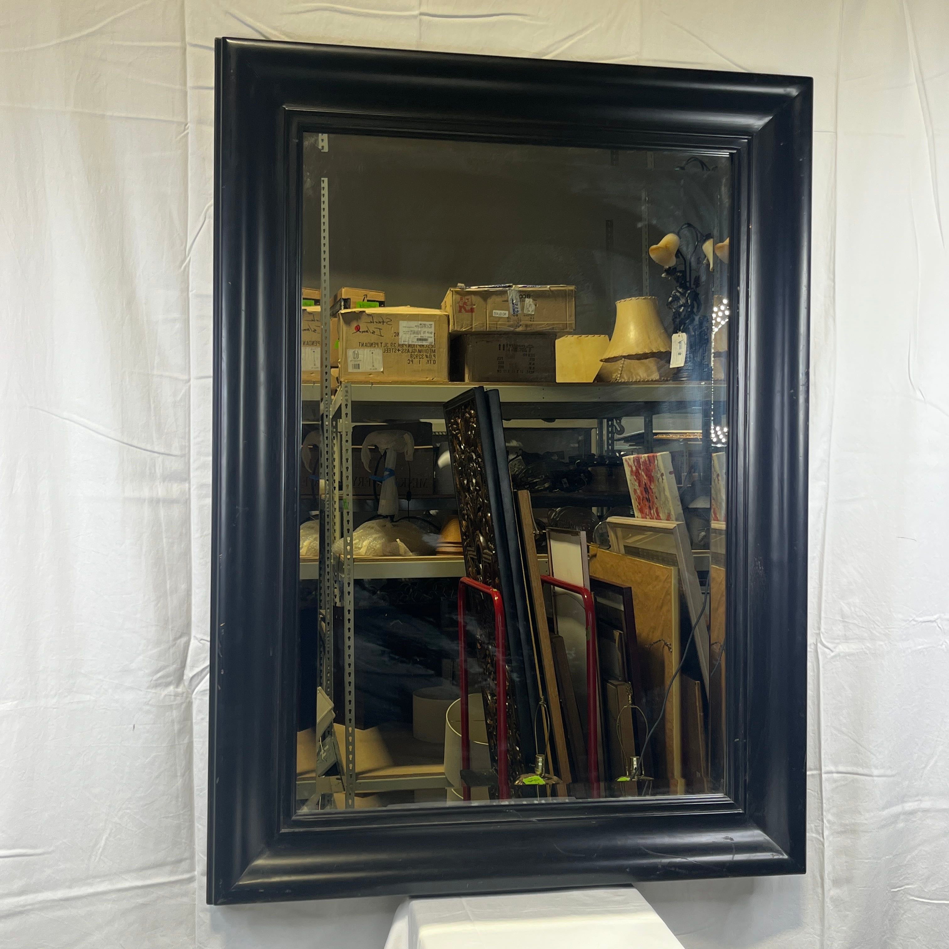 Beveled Black Wood Frame Mirror