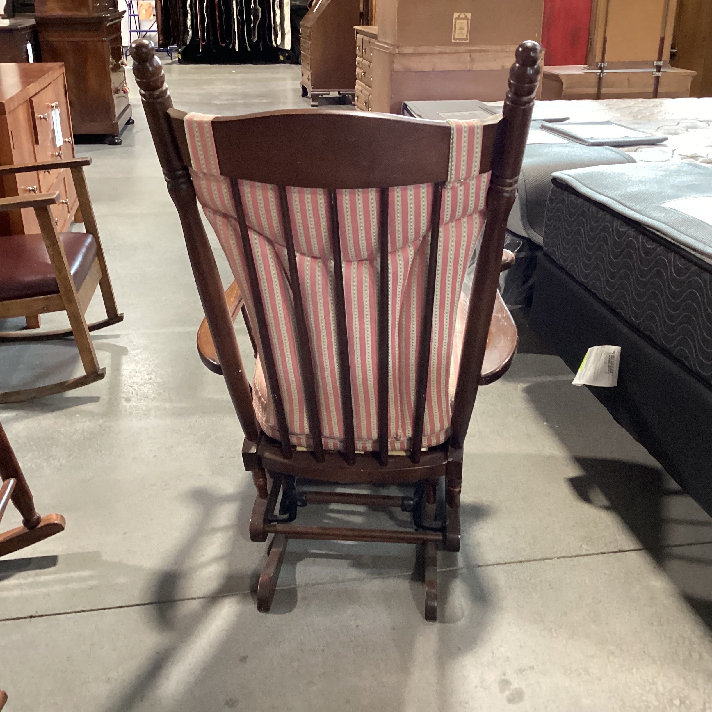 Dark Wood Removable Backing and Set Glider Rocking Chair