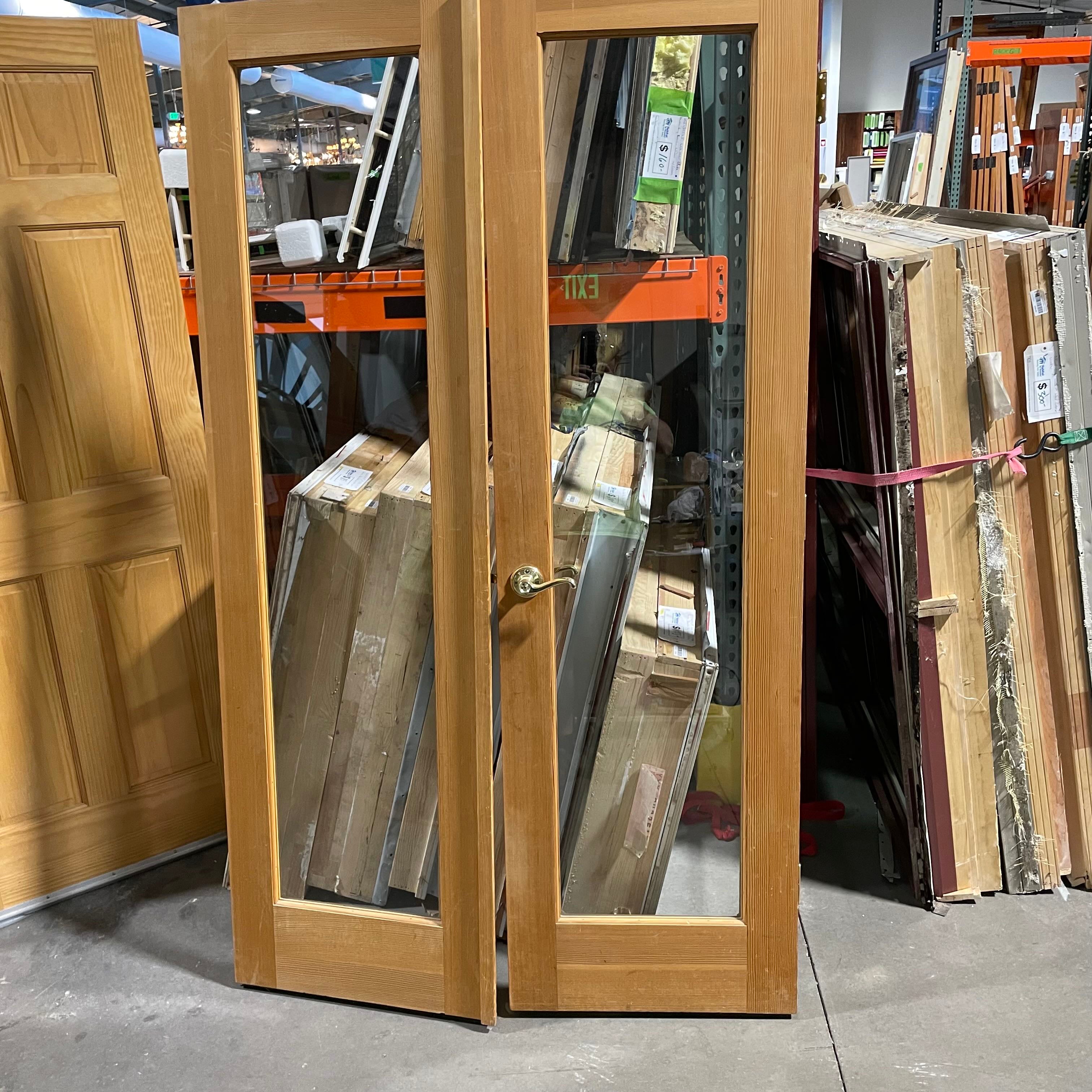 46"x 79"x 1.25" One Glass Panel Each Solid Cedar Interior French Doors