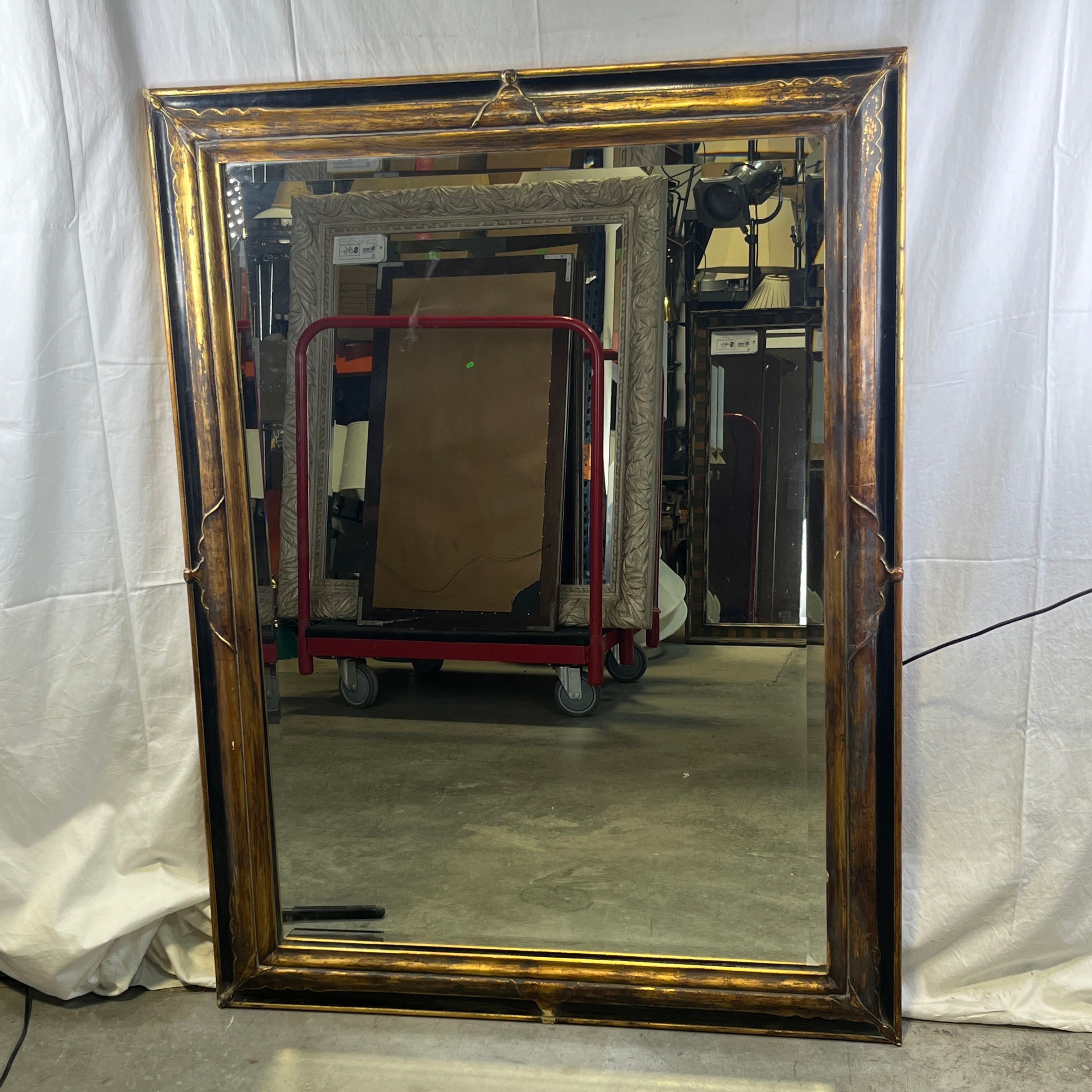 Decorative Arts Inc. Dual Hang Black Gold with Patina Framed Beveled Wall Hanging Mirror
