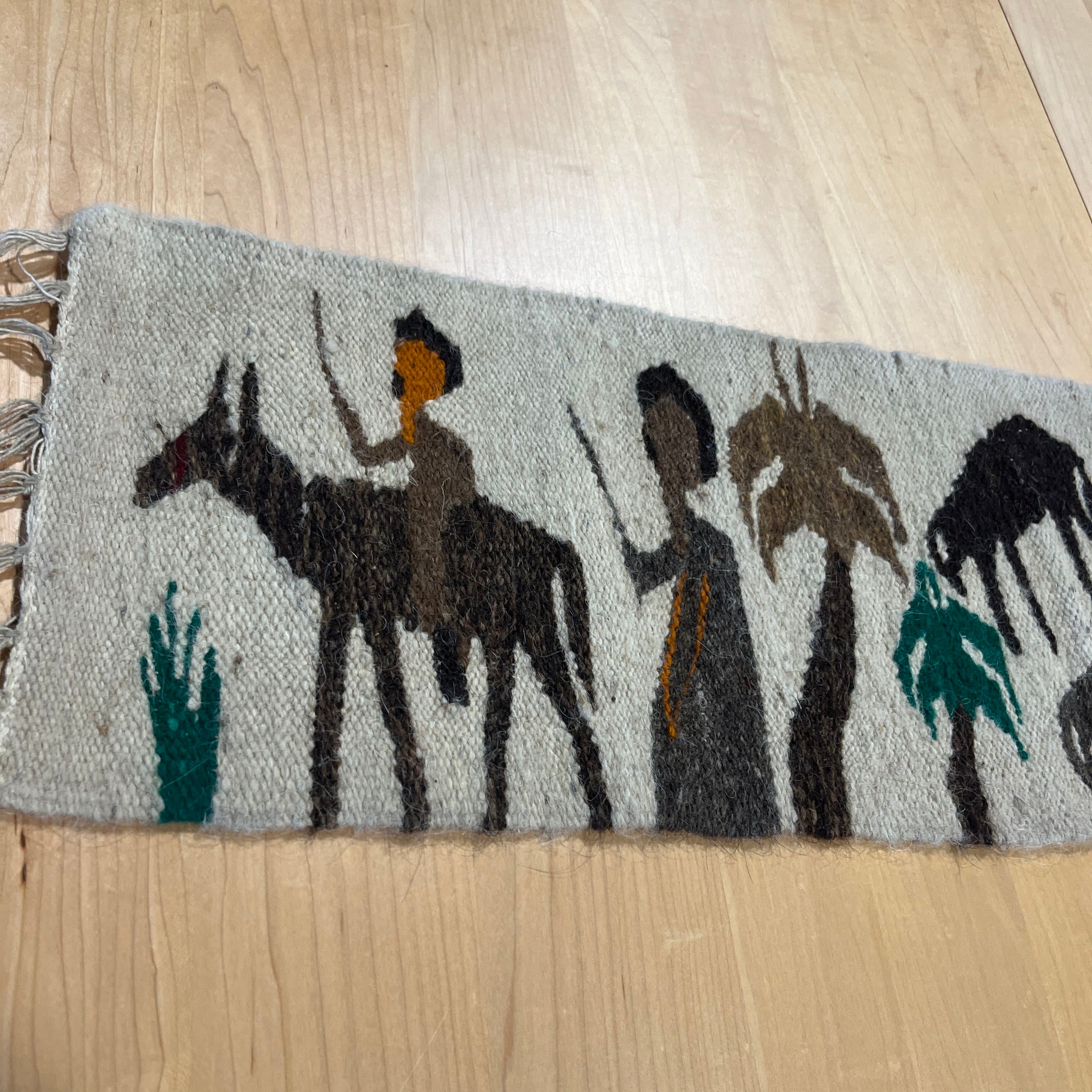 Handwoven Wool Camels, Herders and Palms Runner