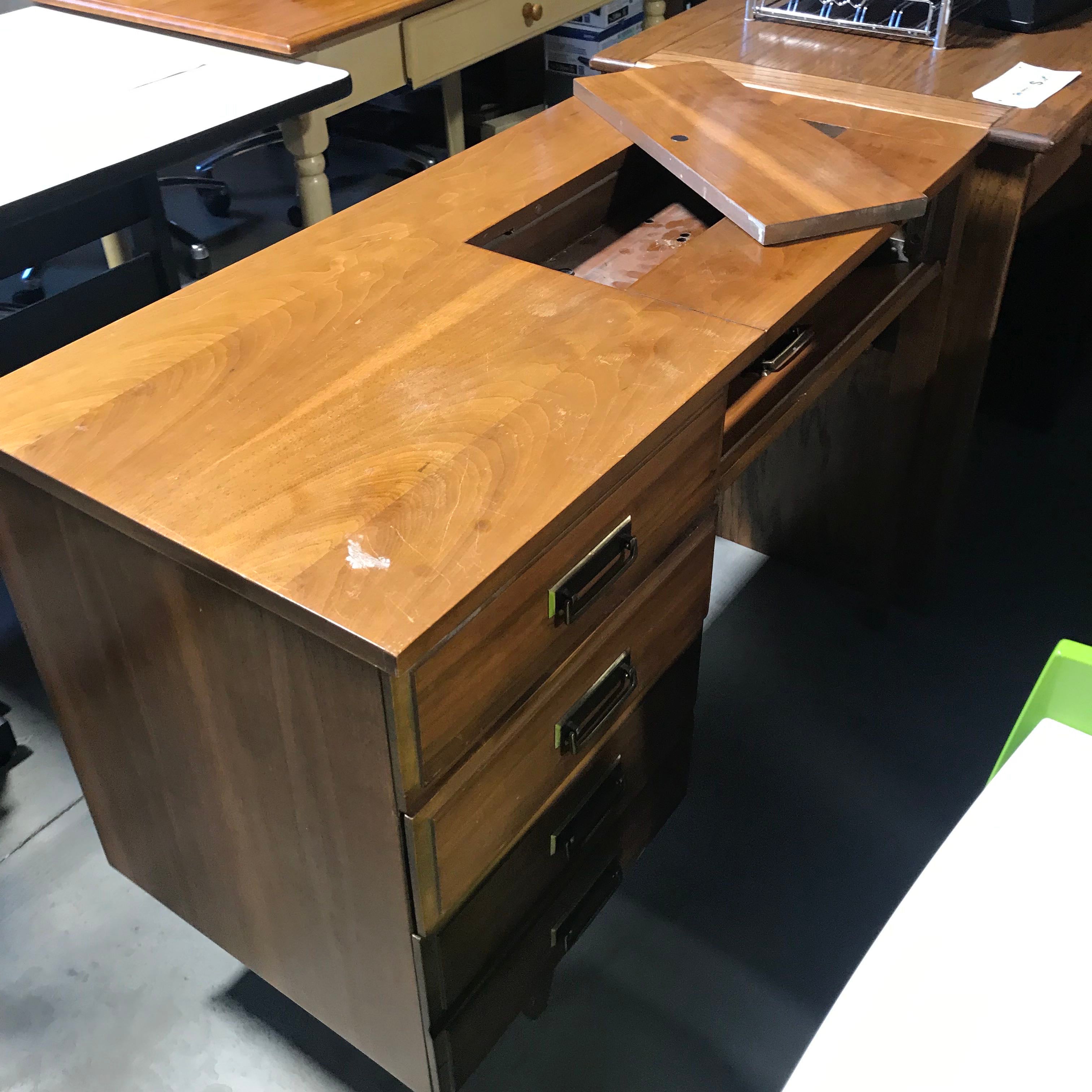 Solid Wood 3 Drawer Vintage Sewing Machine Cabinet Desk