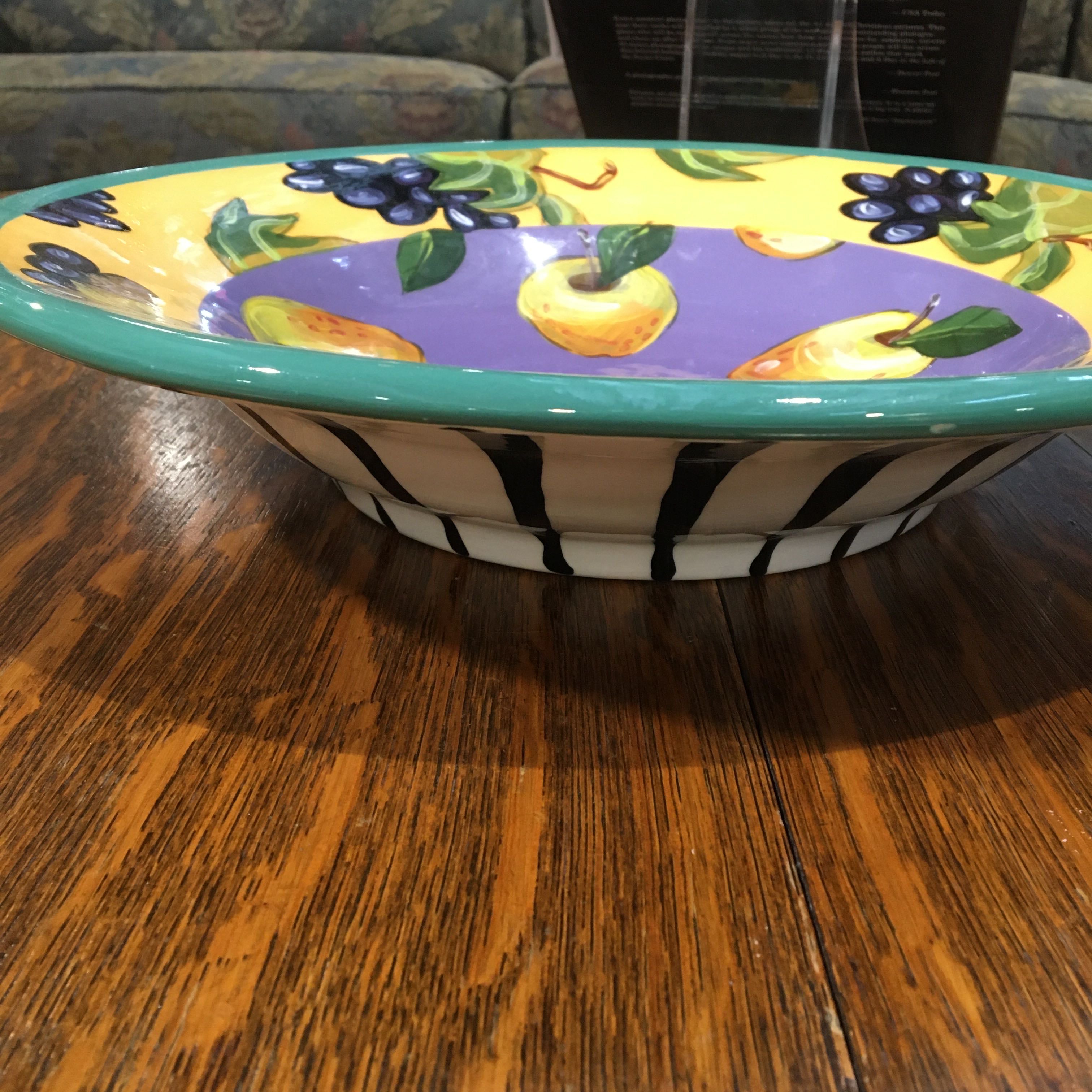 Droll Designs Vintage Grapes and Olives Bowl Pears