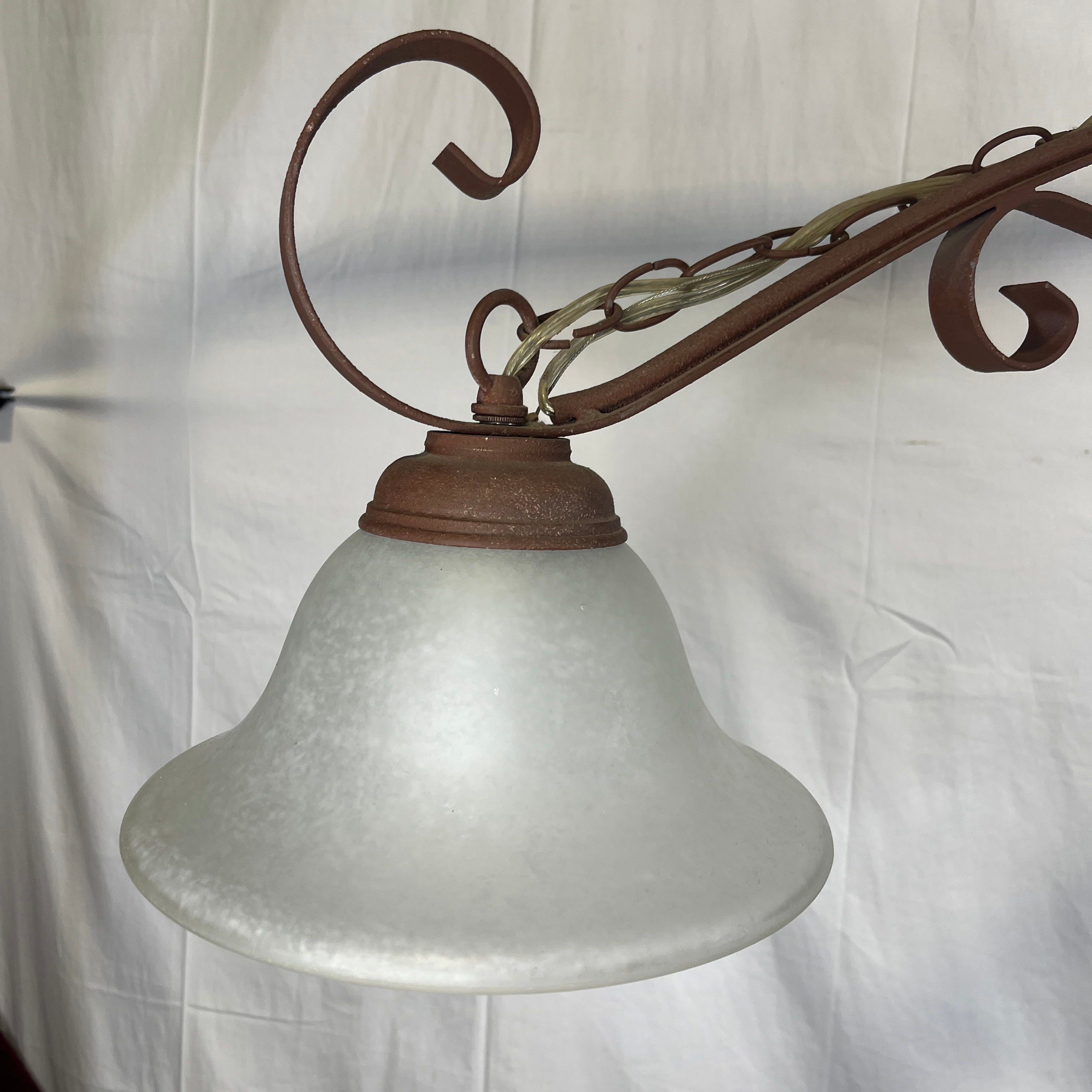 3-Light Sierra Washed Iron with Frosted Glass Shades Billiards Ceiling Pendant