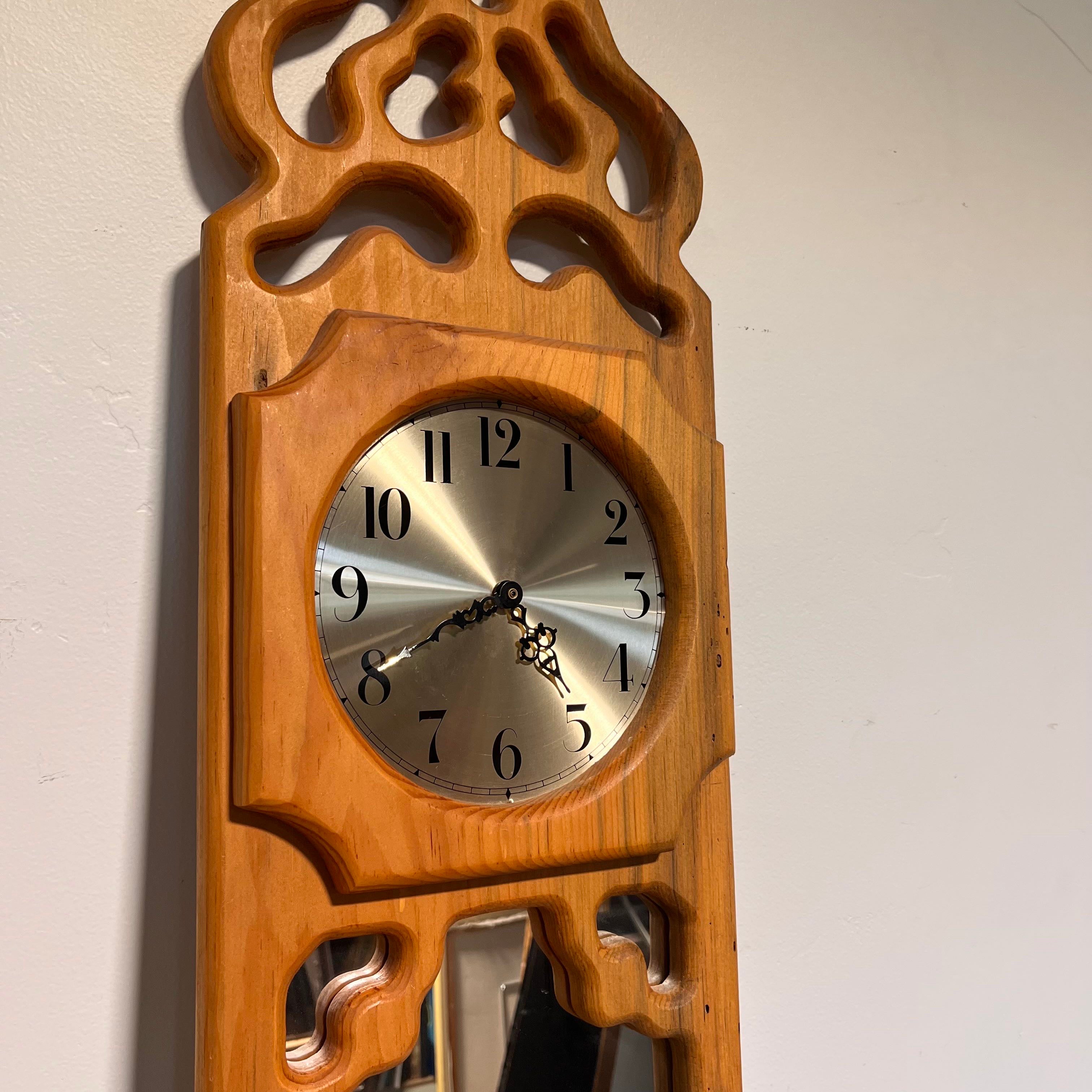 Hand Carved Wood with Shelf by Edward Hardy Wall Clock