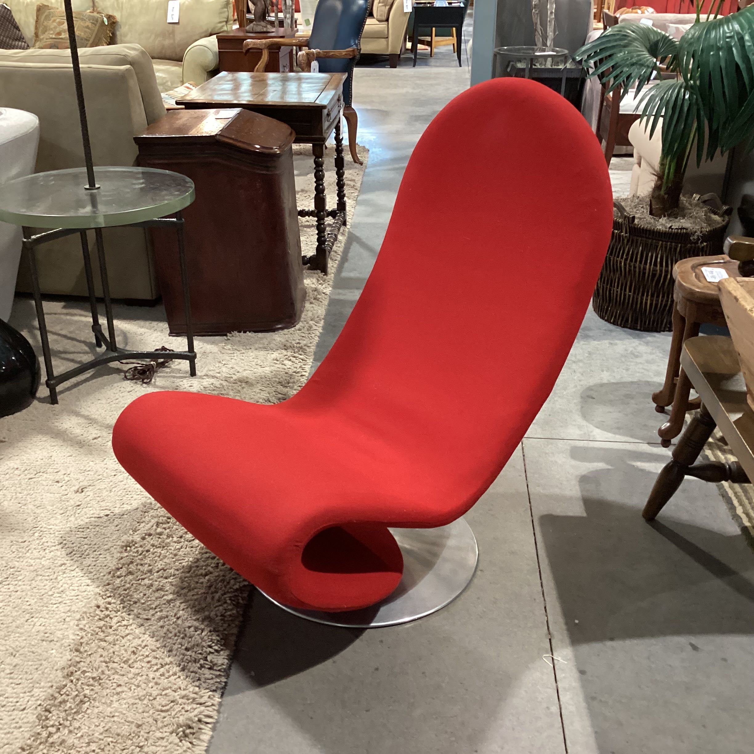Vintage Verner Panton 123 High Back Red Chair