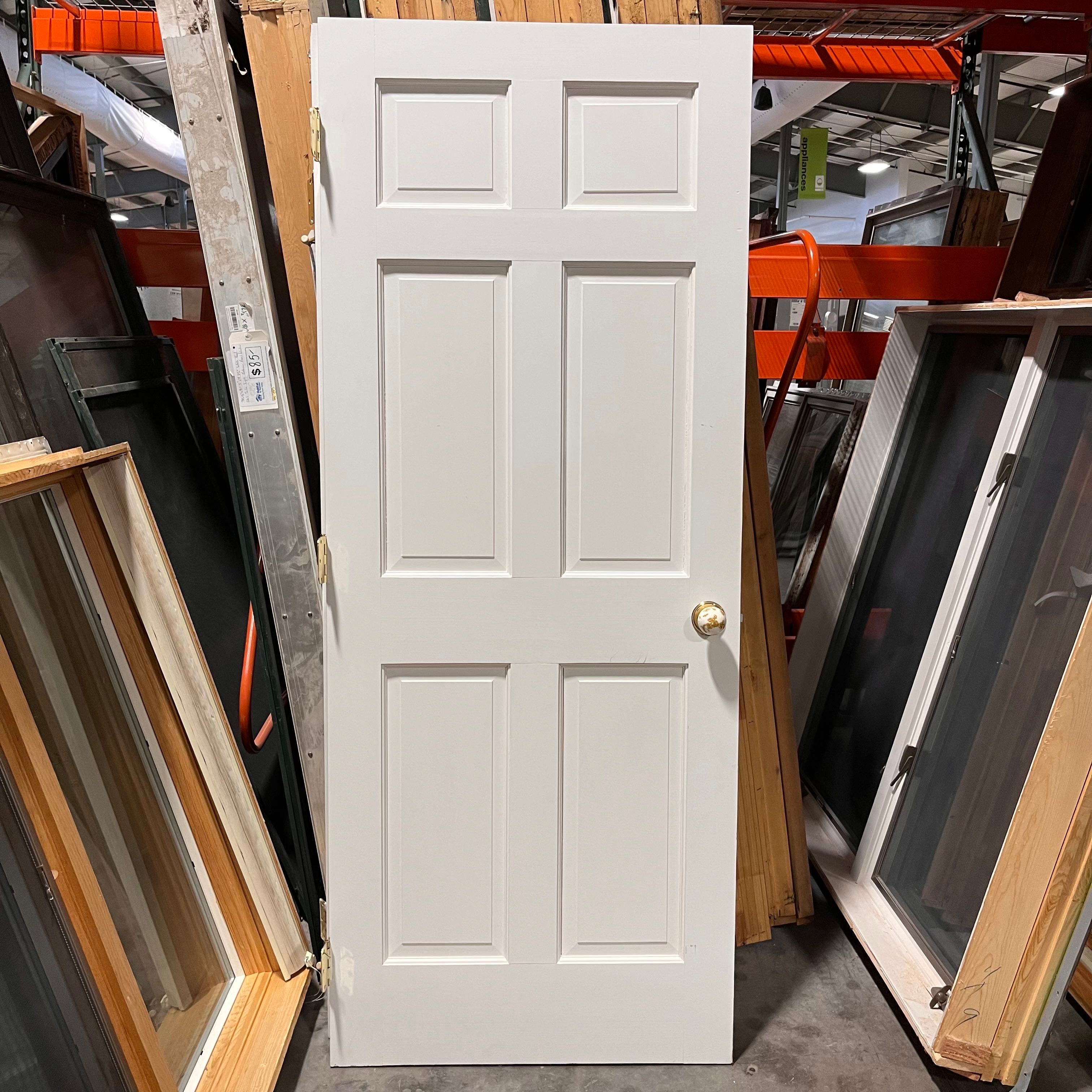 31.75"x 79.5"x 1.375" White 6 Panel Solid Wood Interior Door