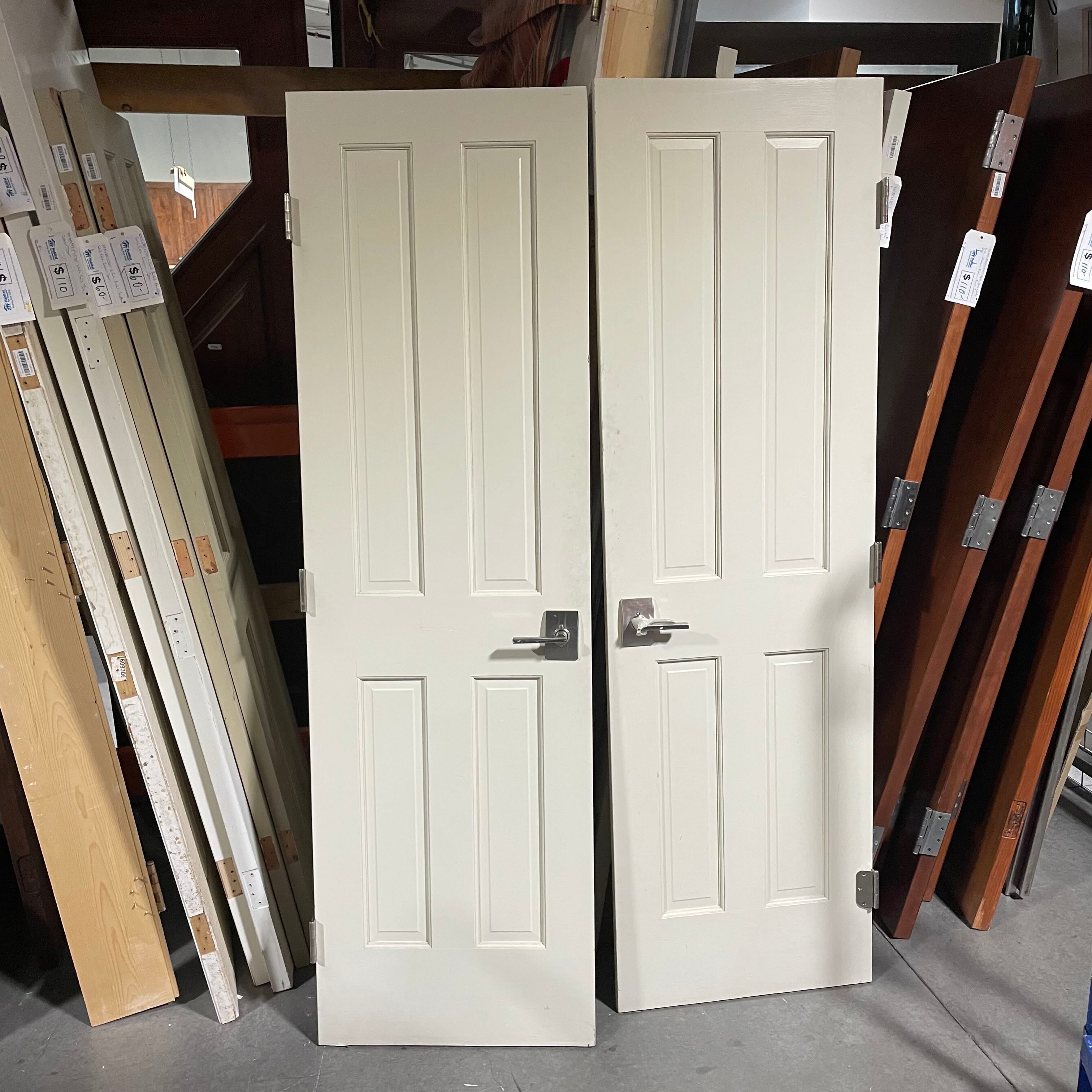 48"x 80"x 1.375" 4 Panel Painted Cream Solid Core Interior Closet Doors
