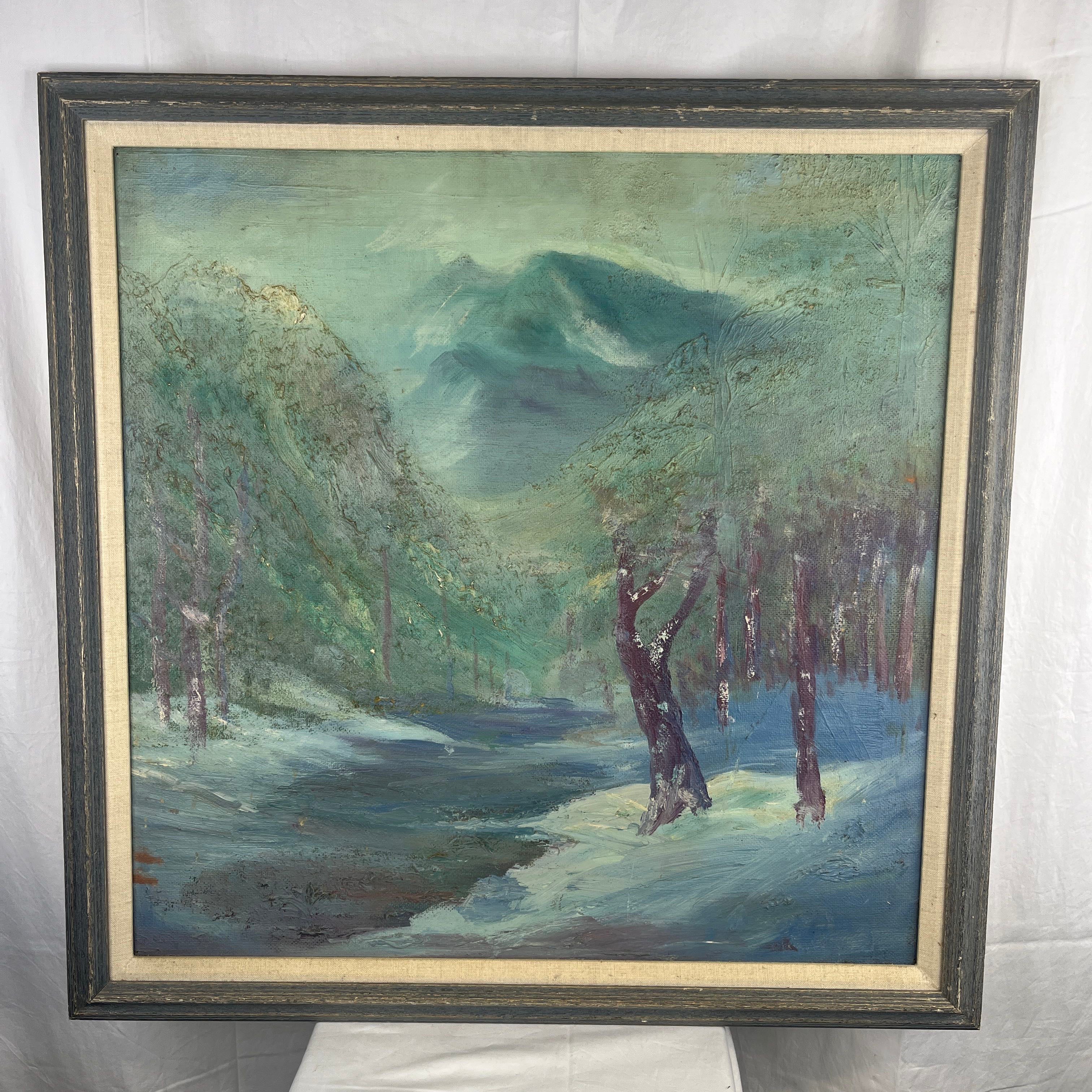 Contrast Winter Colors Landscape by Unknown Artist Framed Acrylic on Canvas Wall Decor