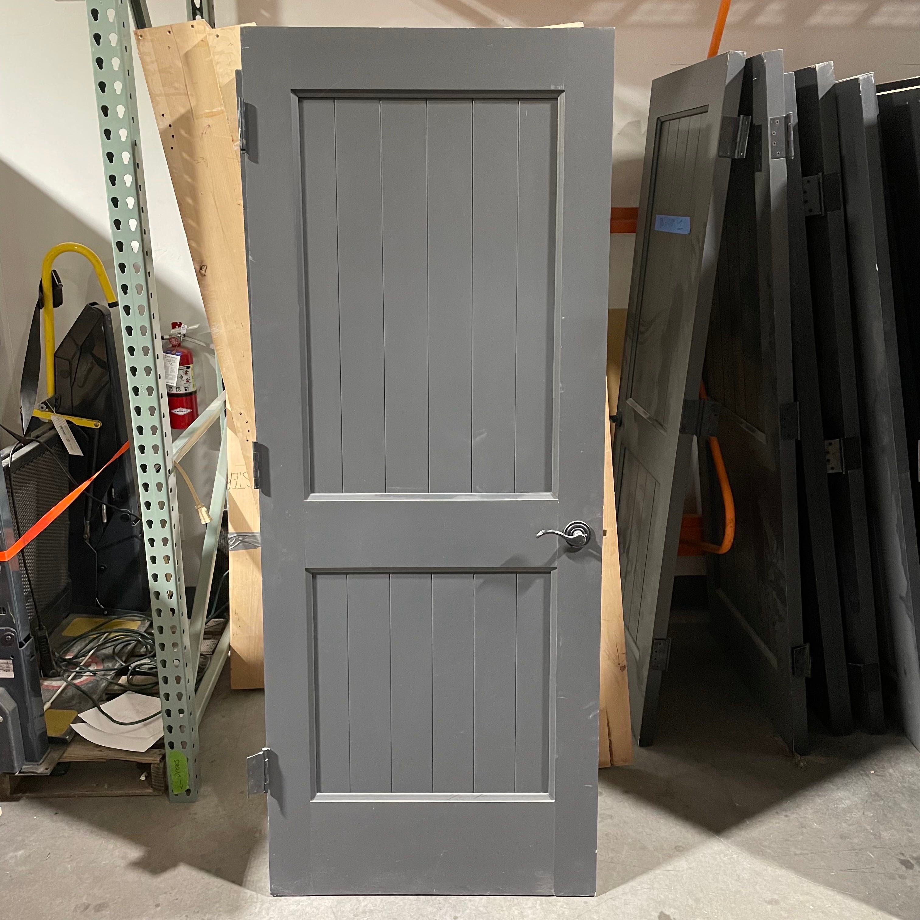 32"x 80"x 1.75" 2 Panel Wainscot Gun Metal Gray Pine Interior Door